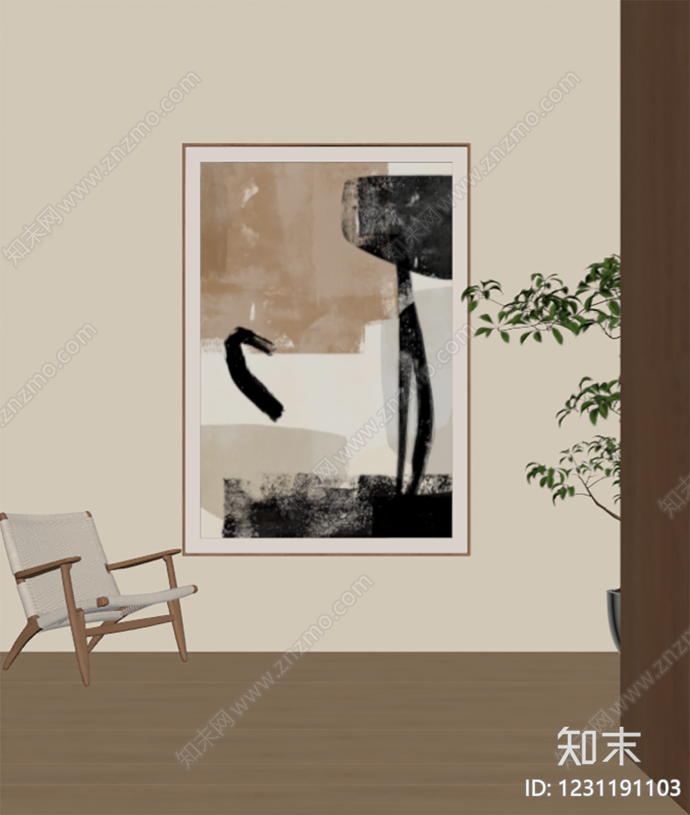 现代简约挂画SU模型下载【ID:1231191103】