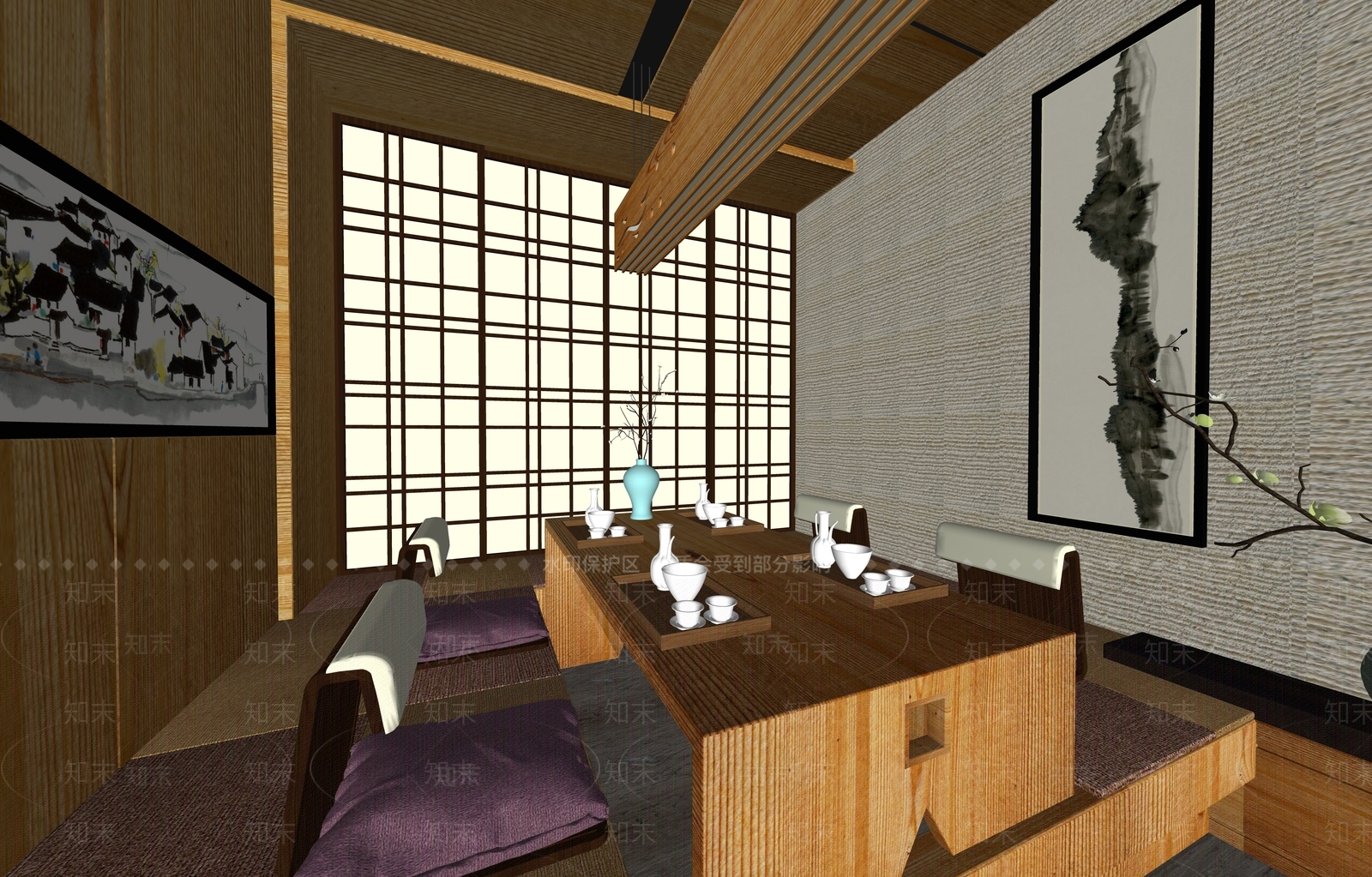 日式茶馆SU模型下载【ID:1231192802】