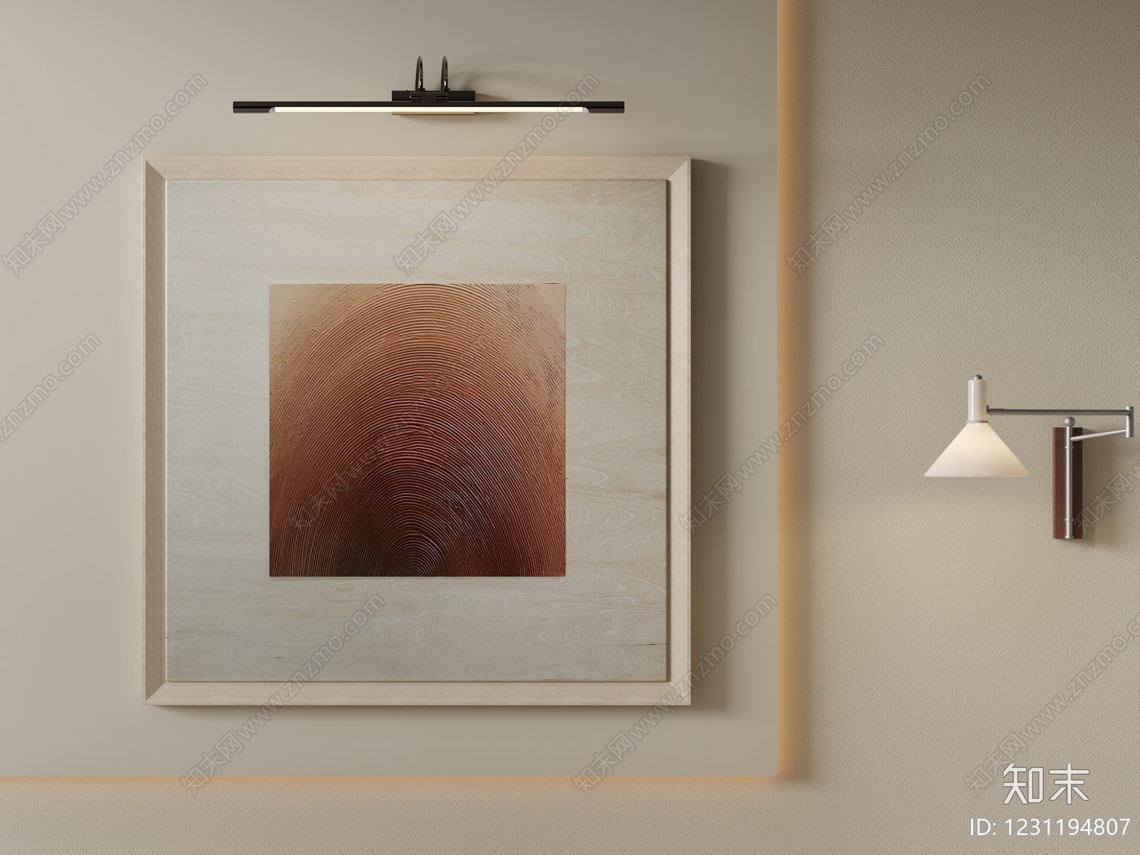 原木风抽象挂画3D模型下载【ID:1231194807】