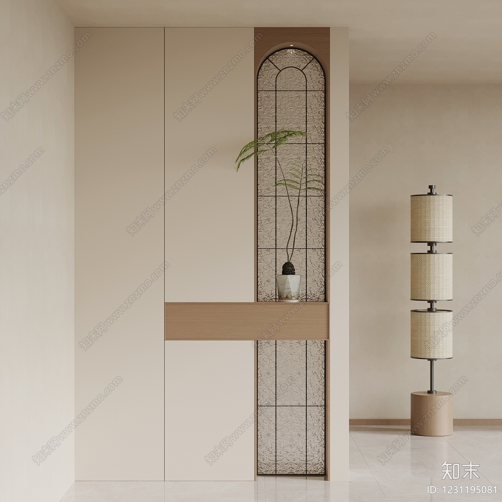 奶油风玄关3D模型下载【ID:1231195081】