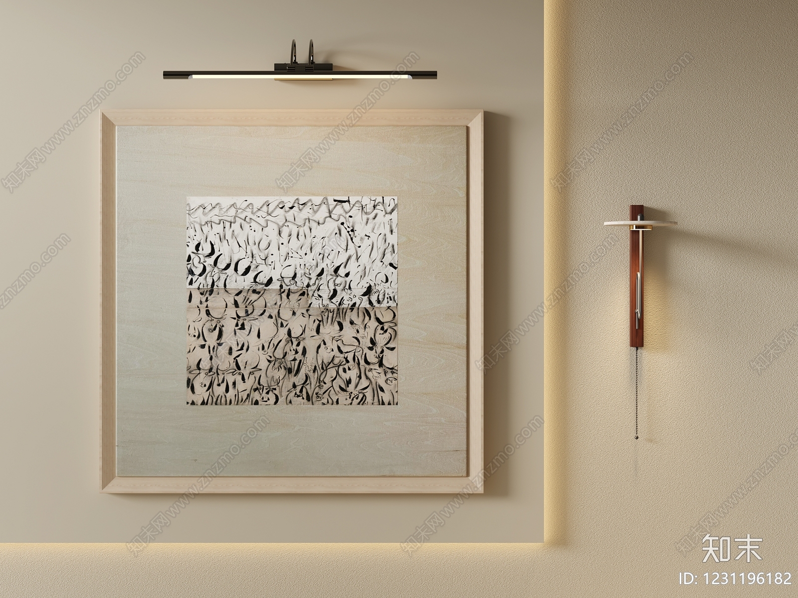 原木风抽象挂画3D模型下载【ID:1231196182】