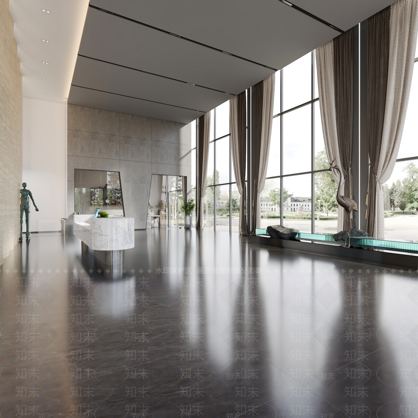 现代简约办公大厅3D模型下载【ID:1231197435】