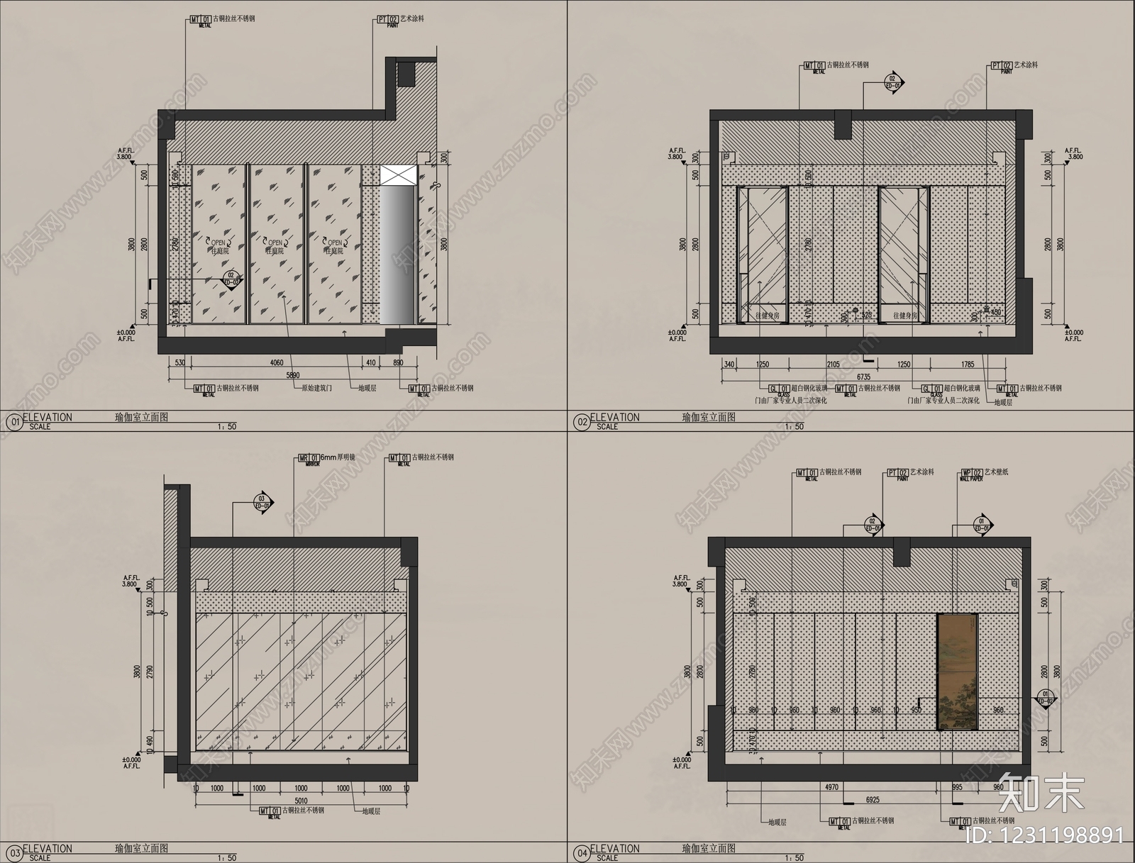 售楼处建筑cad施工图下载【ID:1231198891】