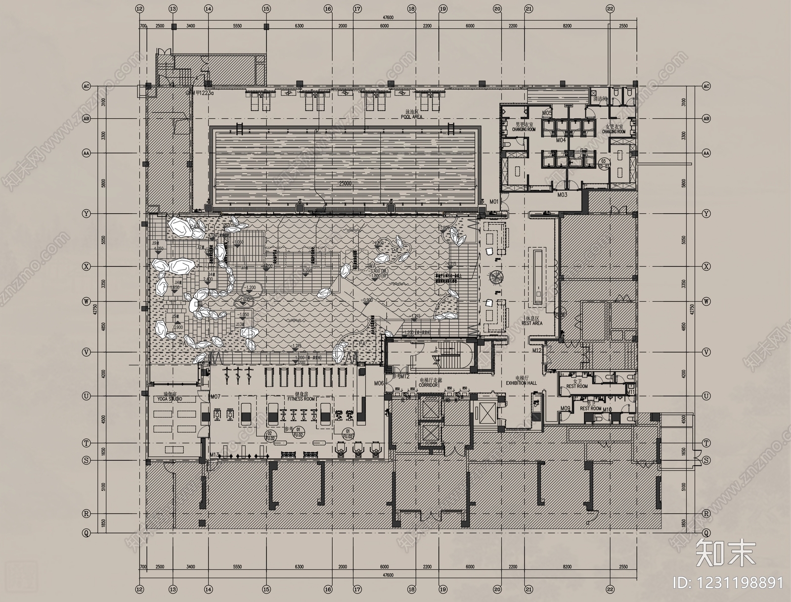 售楼处建筑cad施工图下载【ID:1231198891】