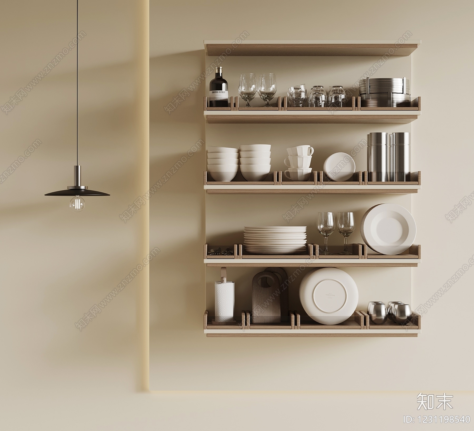 奶油风厨房用品组合SU模型下载【ID:1231198540】