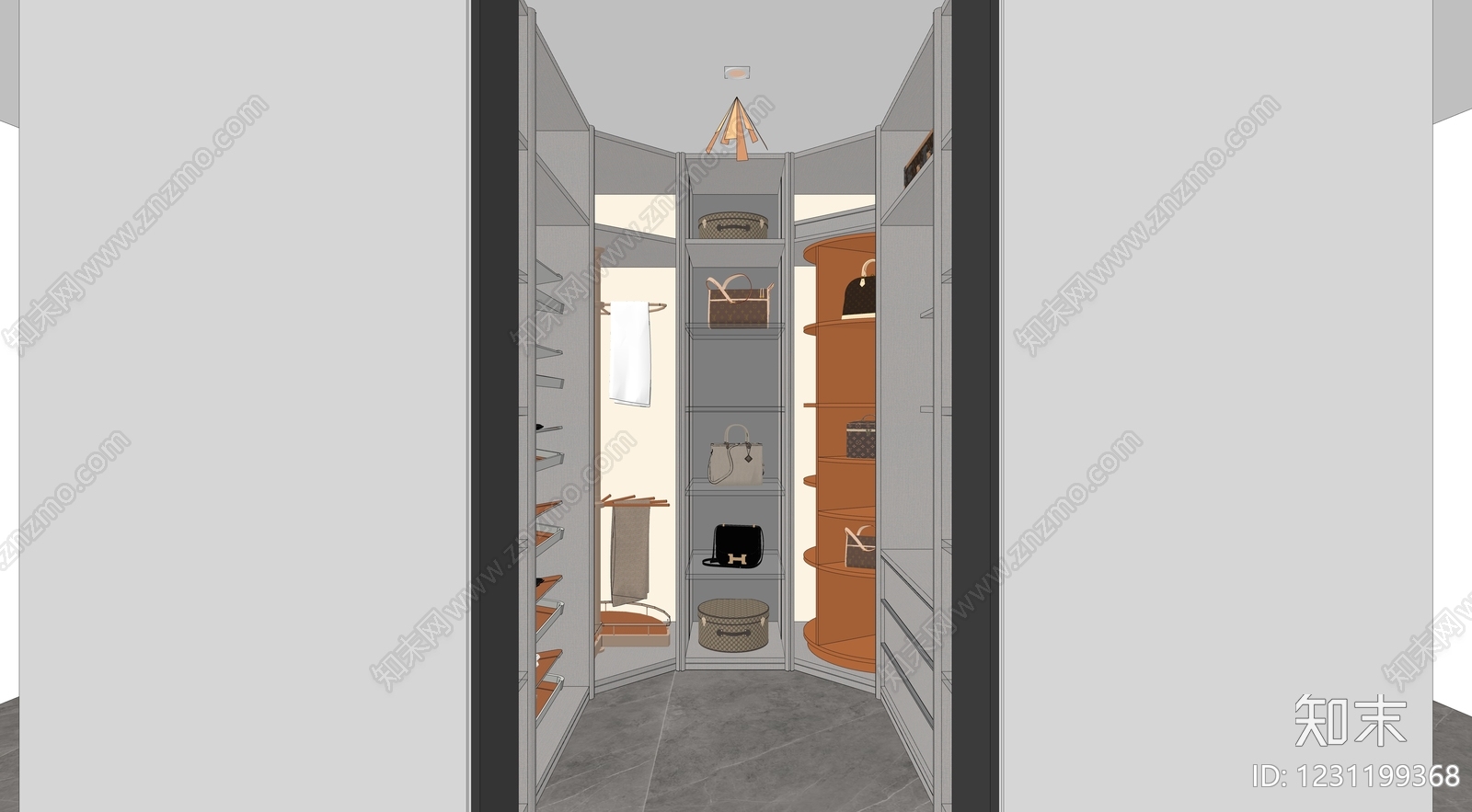 轻奢衣帽间SU模型下载【ID:1231199368】