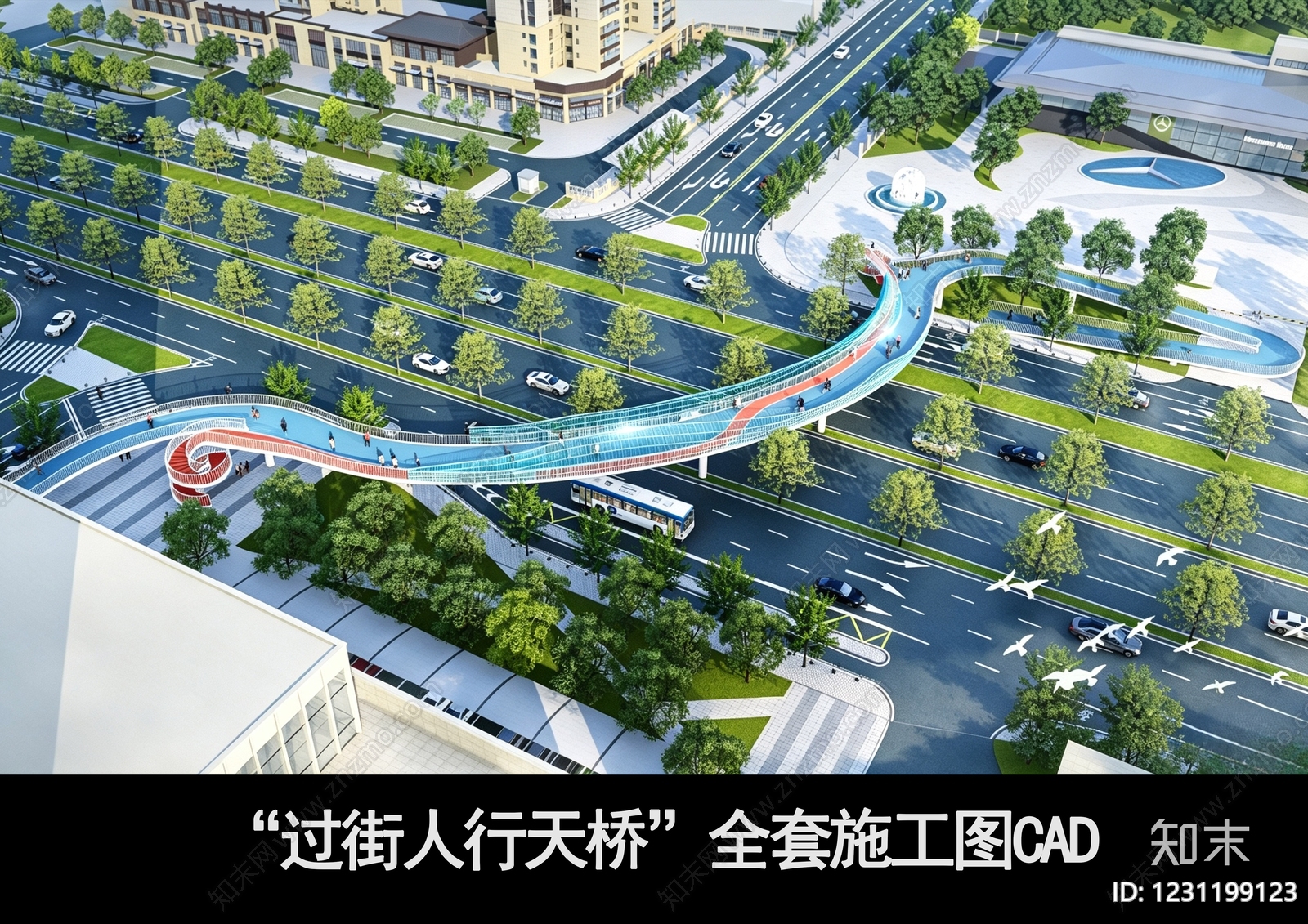 人行天桥景观CAD图纸