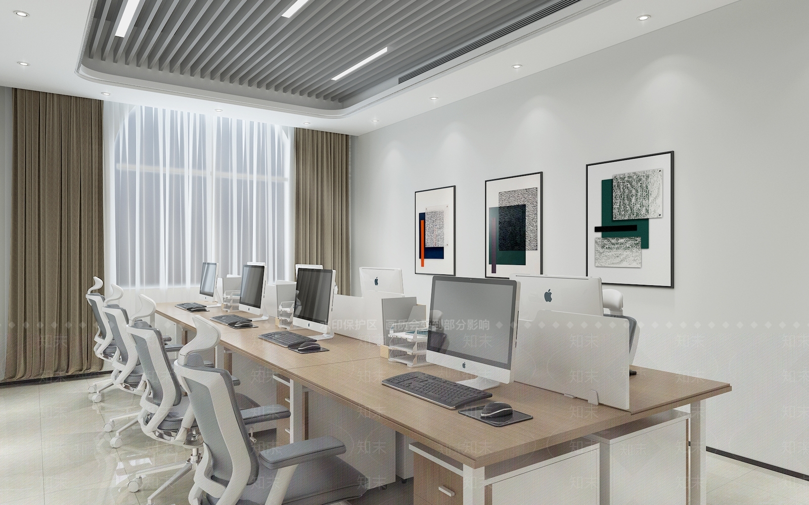 现代简约办公区3D模型下载【ID:1231199578】