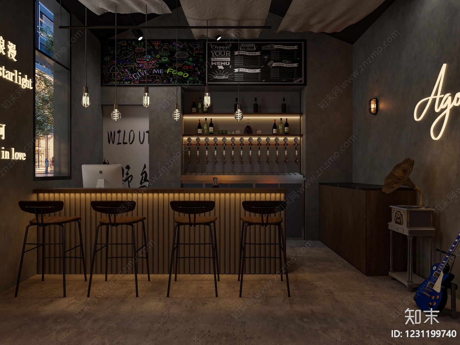 复古工业风酒馆3D模型下载【ID:1231199740】
