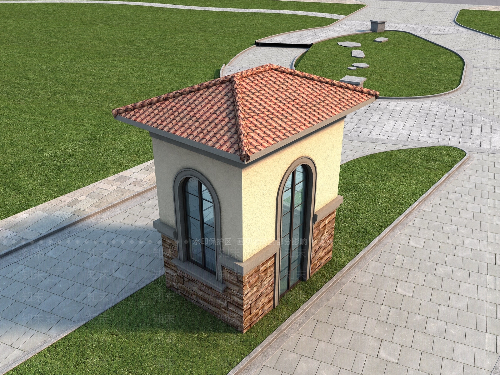 欧式门卫室3D模型下载【ID:1231199846】