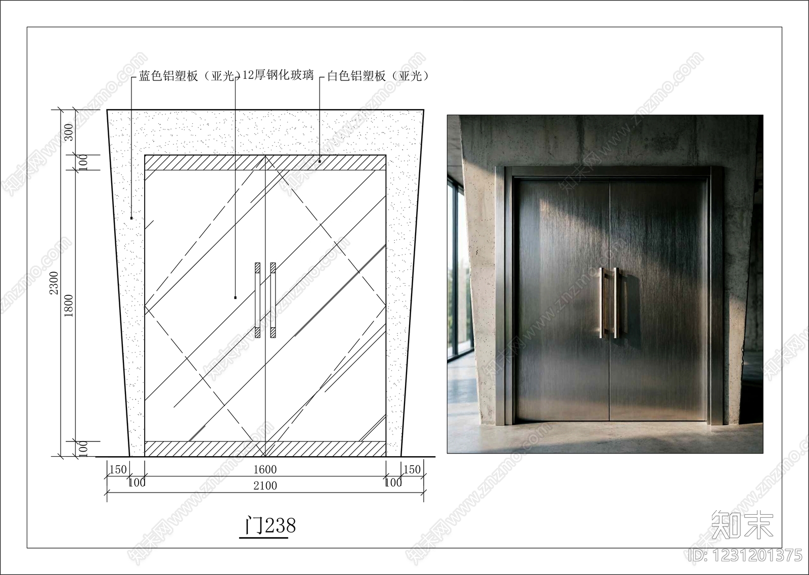 入户门cad施工图下载【ID:1231201375】