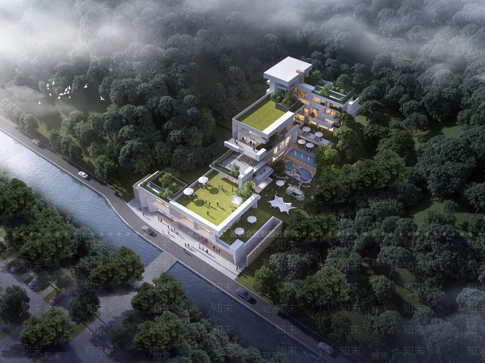 现代主义民宿建筑SU模型下载【ID:1231201915】
