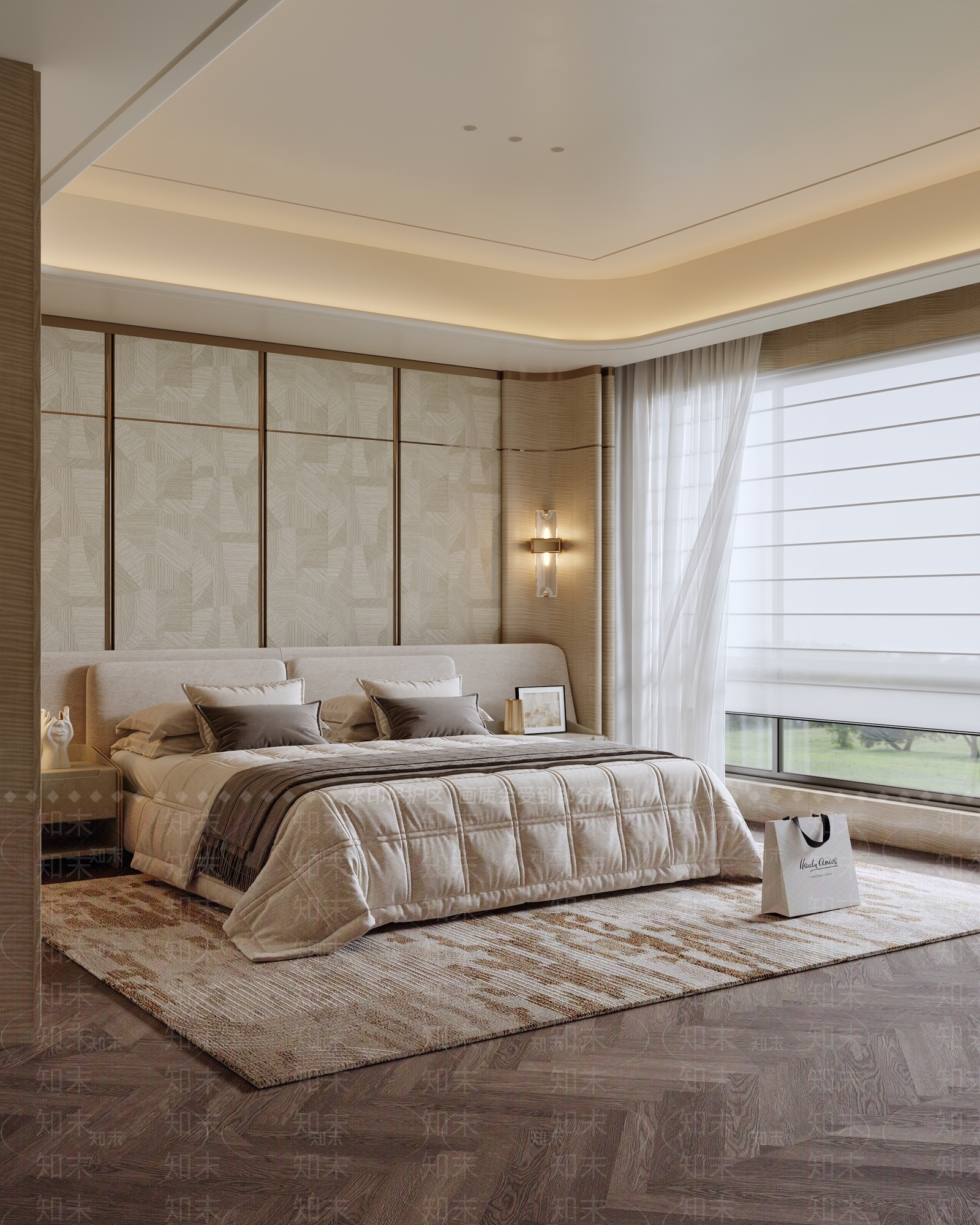 轻奢主卧3D模型下载【ID:1231201907】