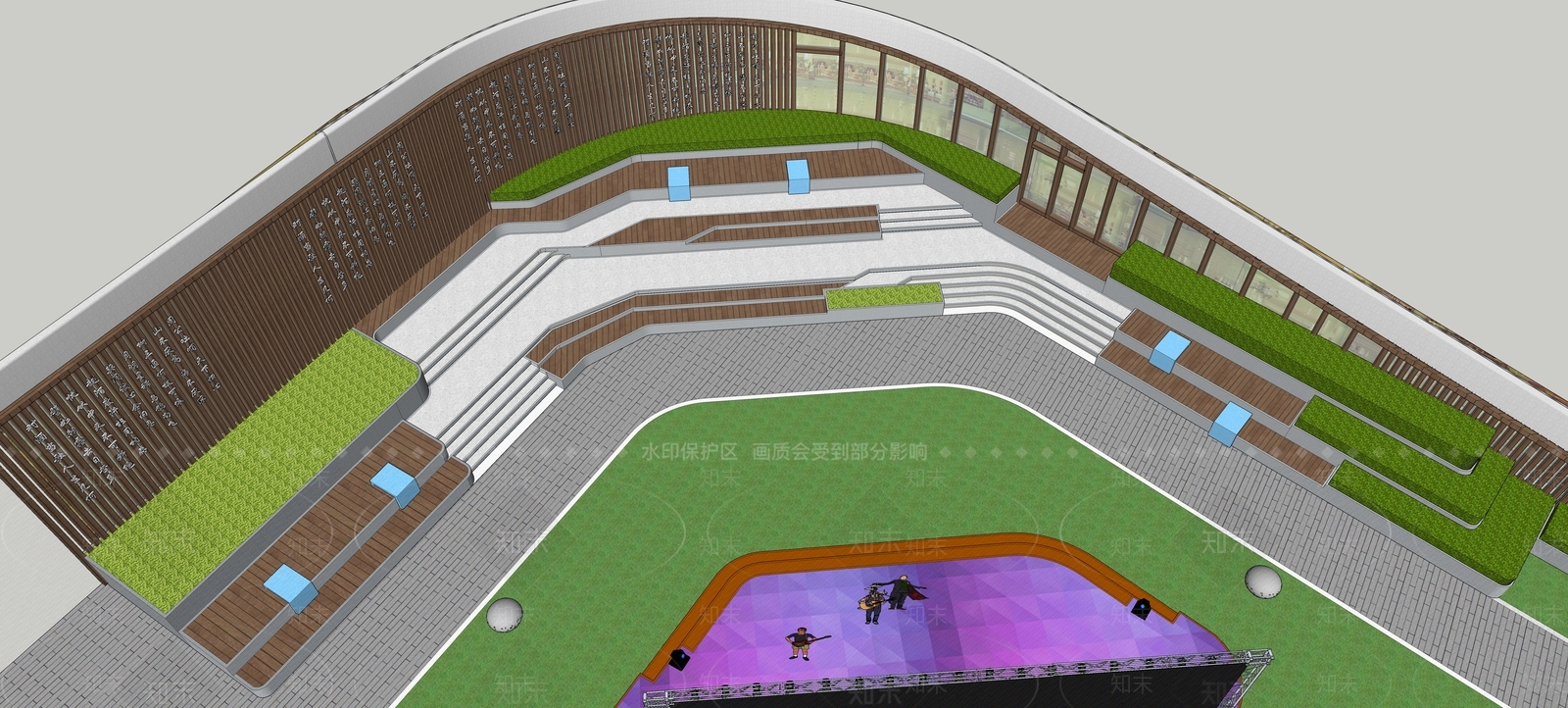 现代主义广场景观SU模型下载【ID:1231202213】