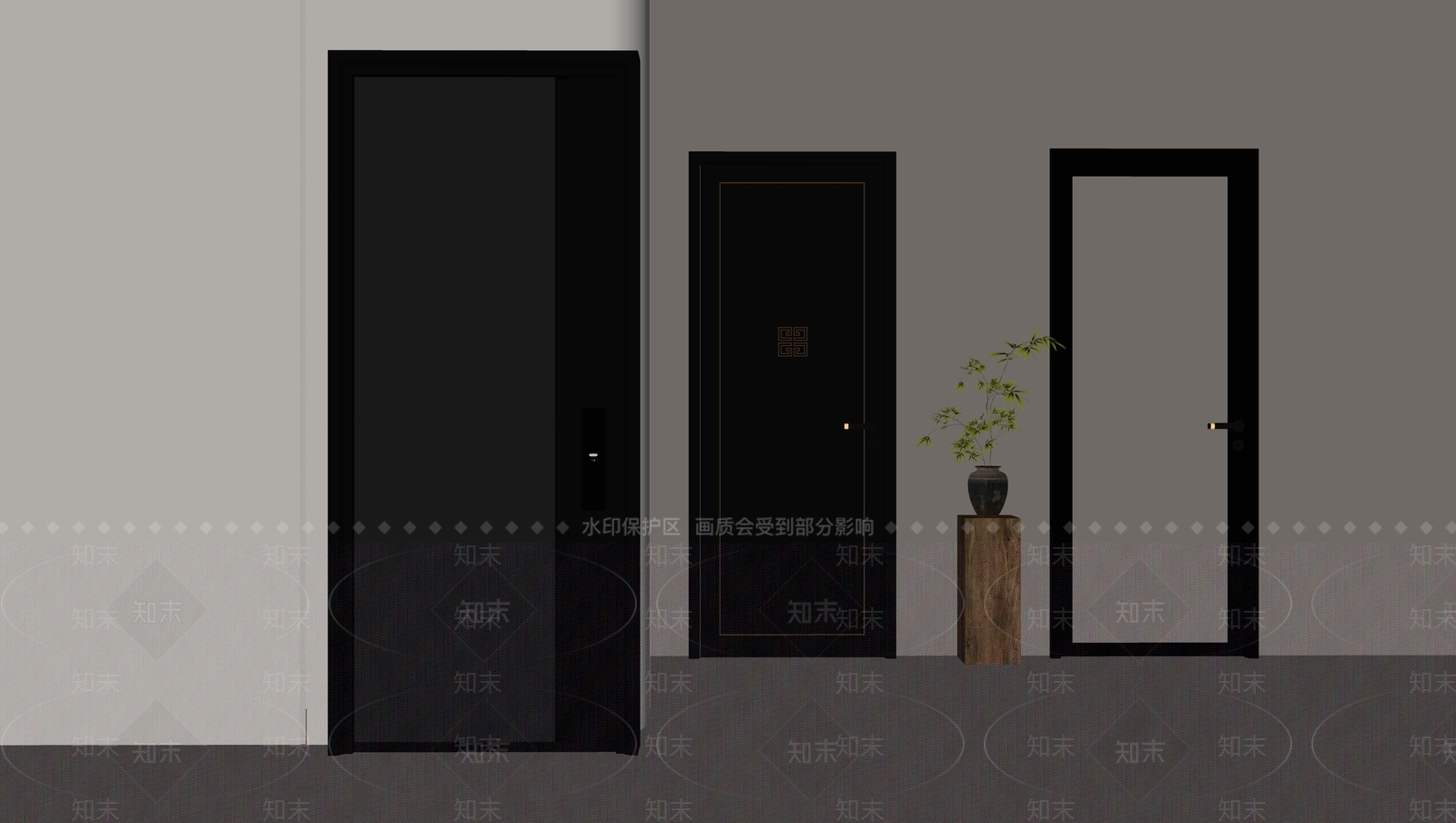 新中式单开门SU模型下载【ID:1231203929】
