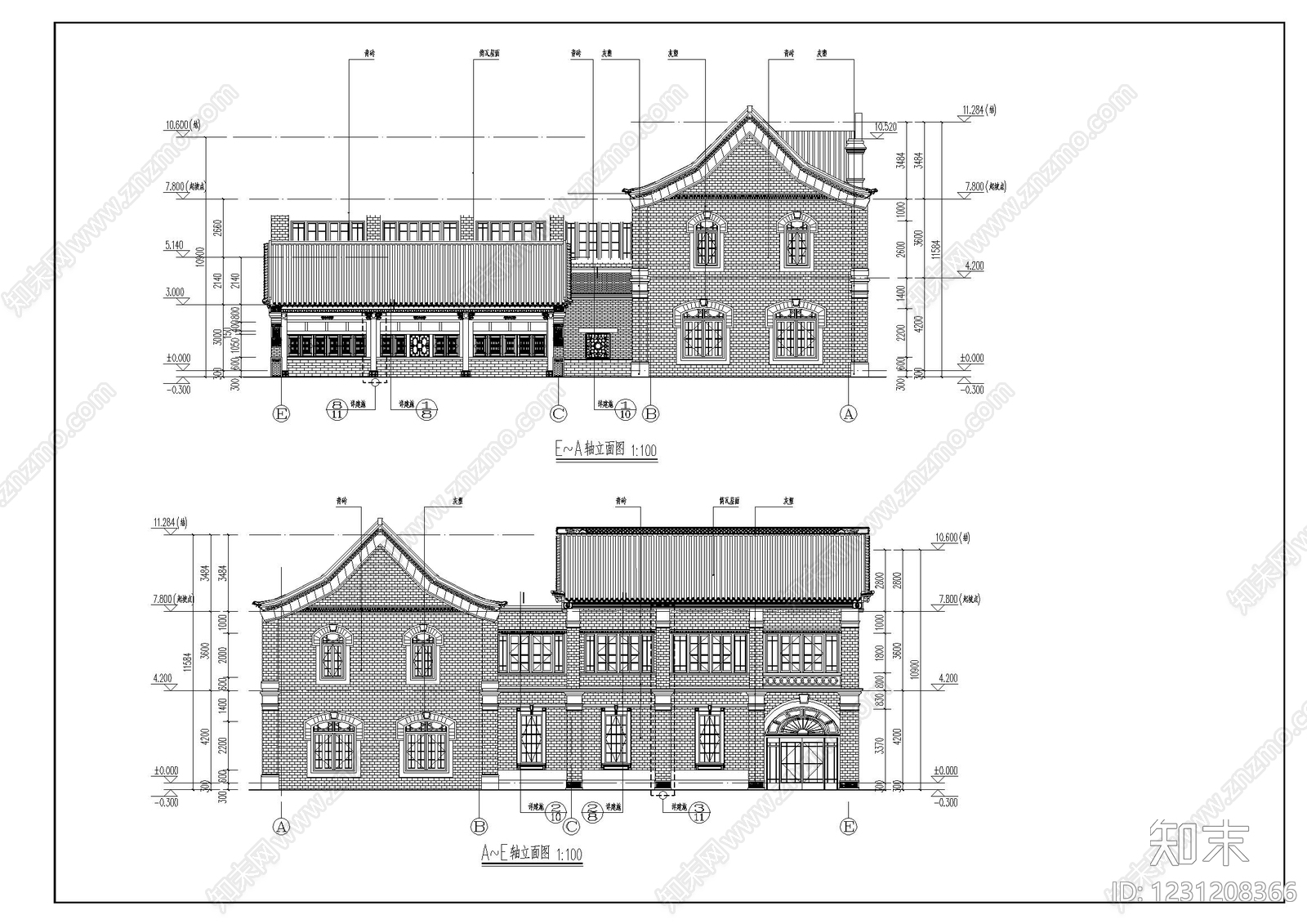 仿古建筑cad施工图下载【ID:1231208366】