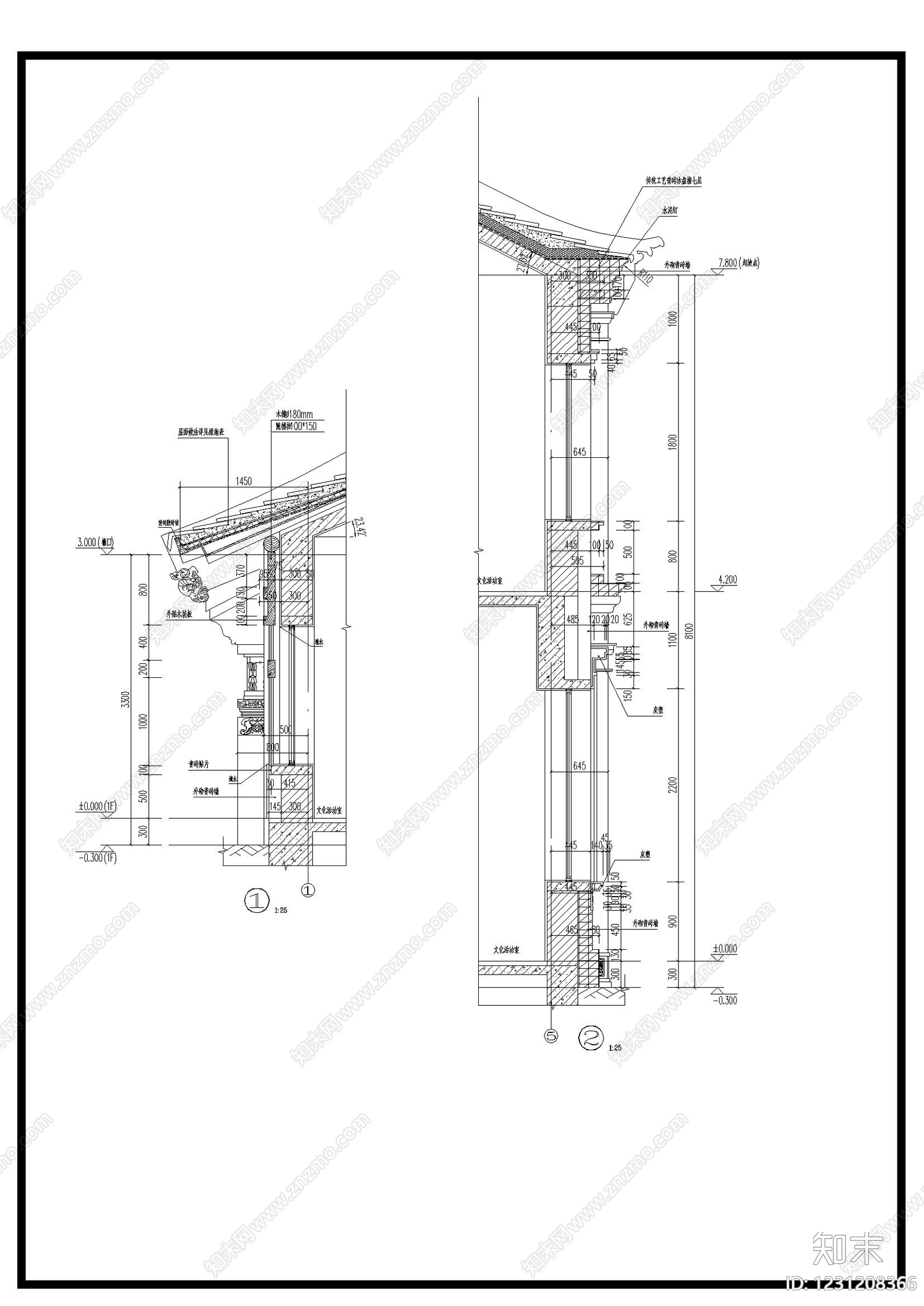 仿古建筑cad施工图下载【ID:1231208366】