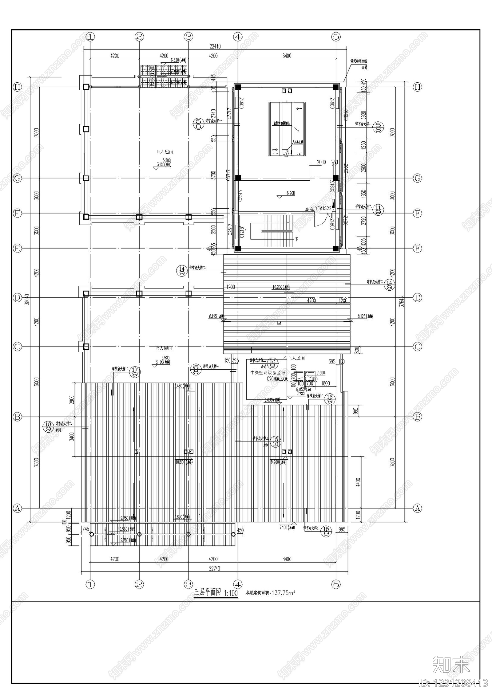 仿古建筑cad施工图下载【ID:1231208413】