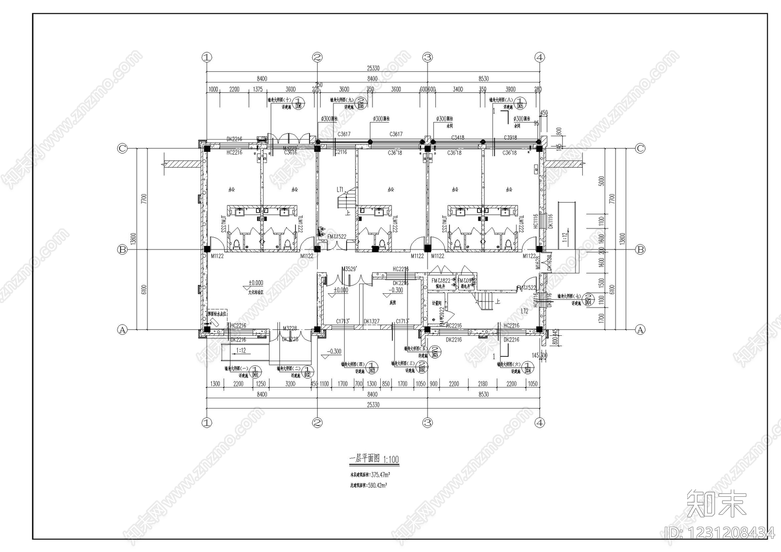 仿古建筑cad施工图下载【ID:1231208434】