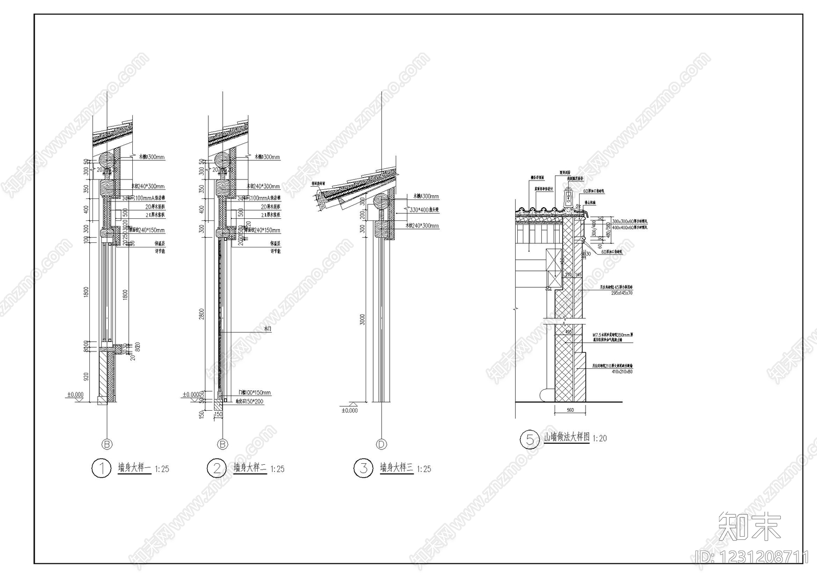 仿古建筑cad施工图下载【ID:1231208711】