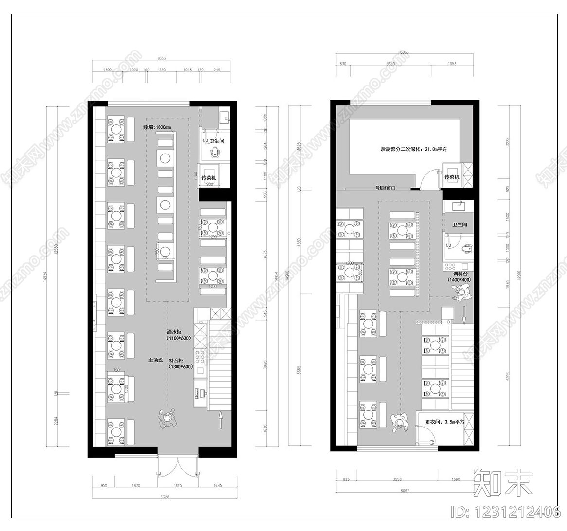 中餐厅cad施工图下载【ID:1231212406】