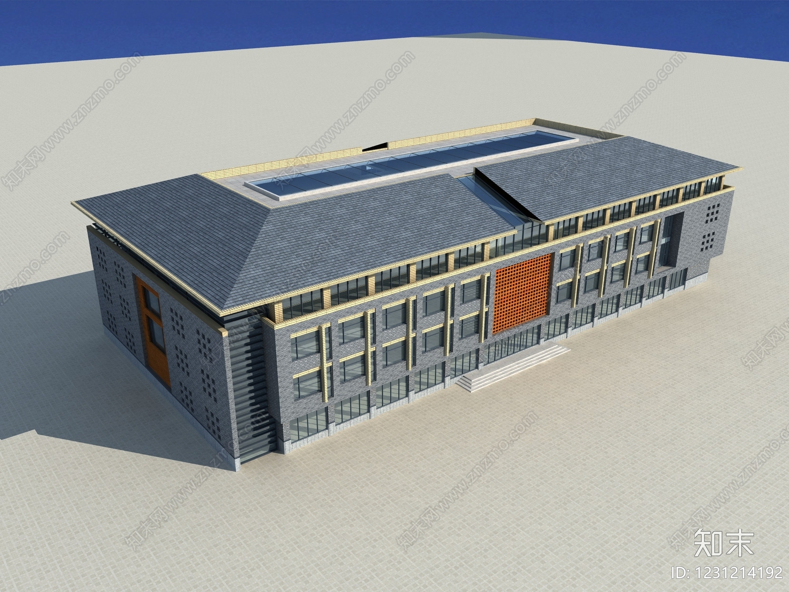 新中式办公楼3D模型下载【ID:1231214192】