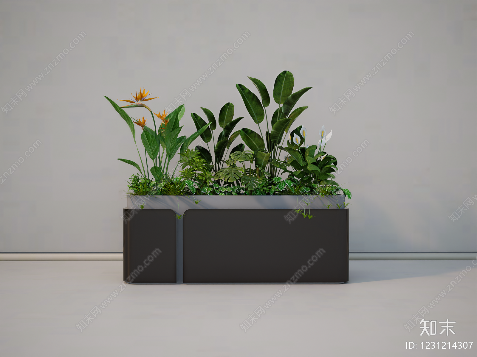 现代简约花钵花器SU模型草图