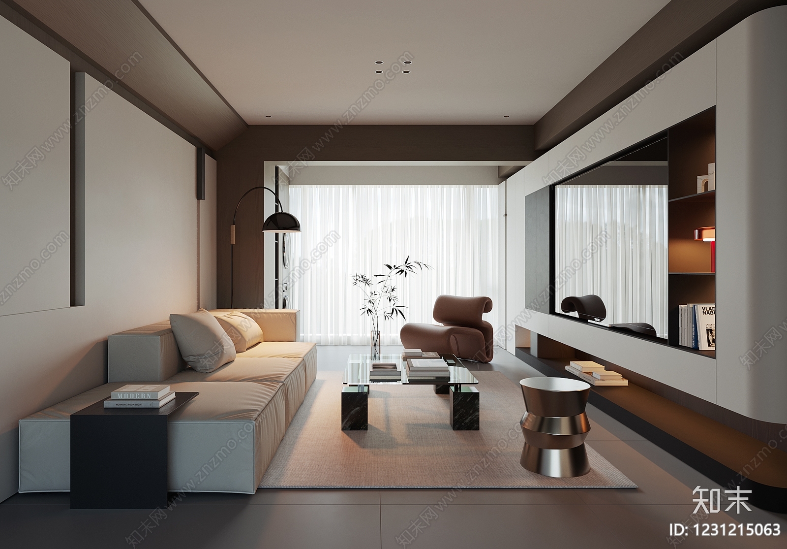 意式极简家居客厅3D模型下载【ID:1231215063】