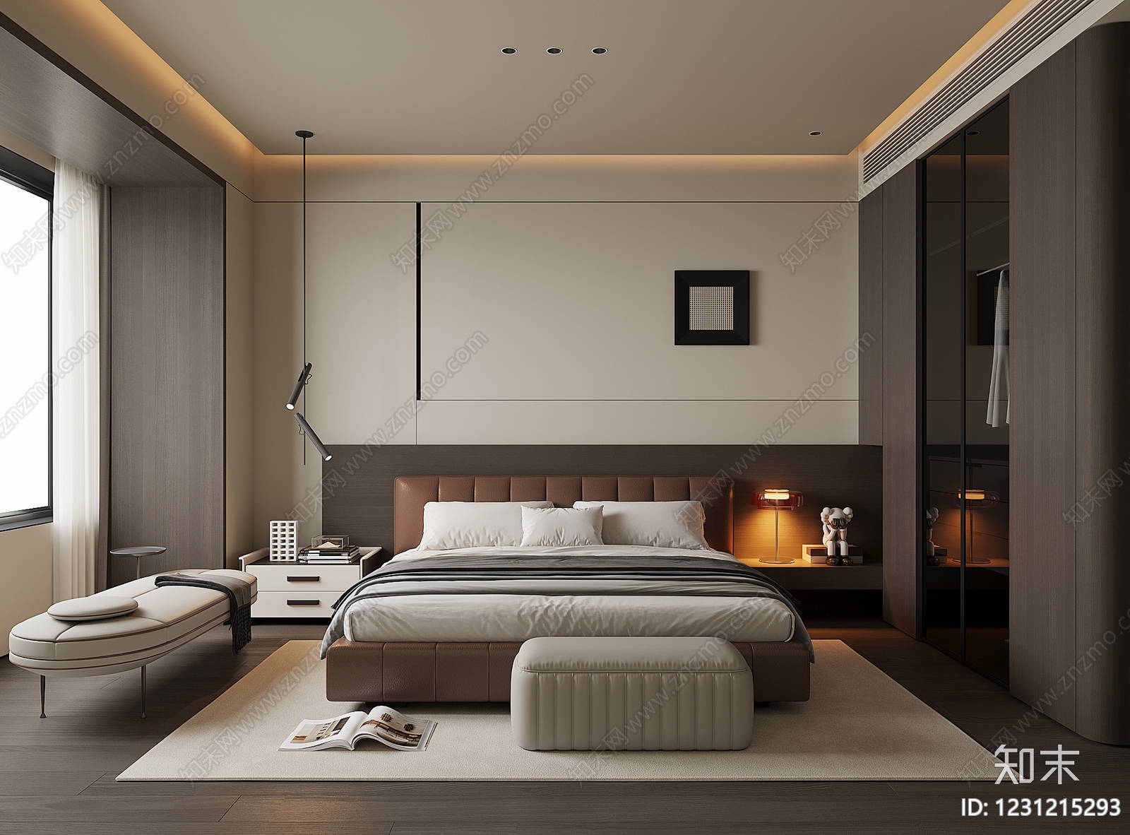 意式极简主卧3D模型下载【ID:1231215293】