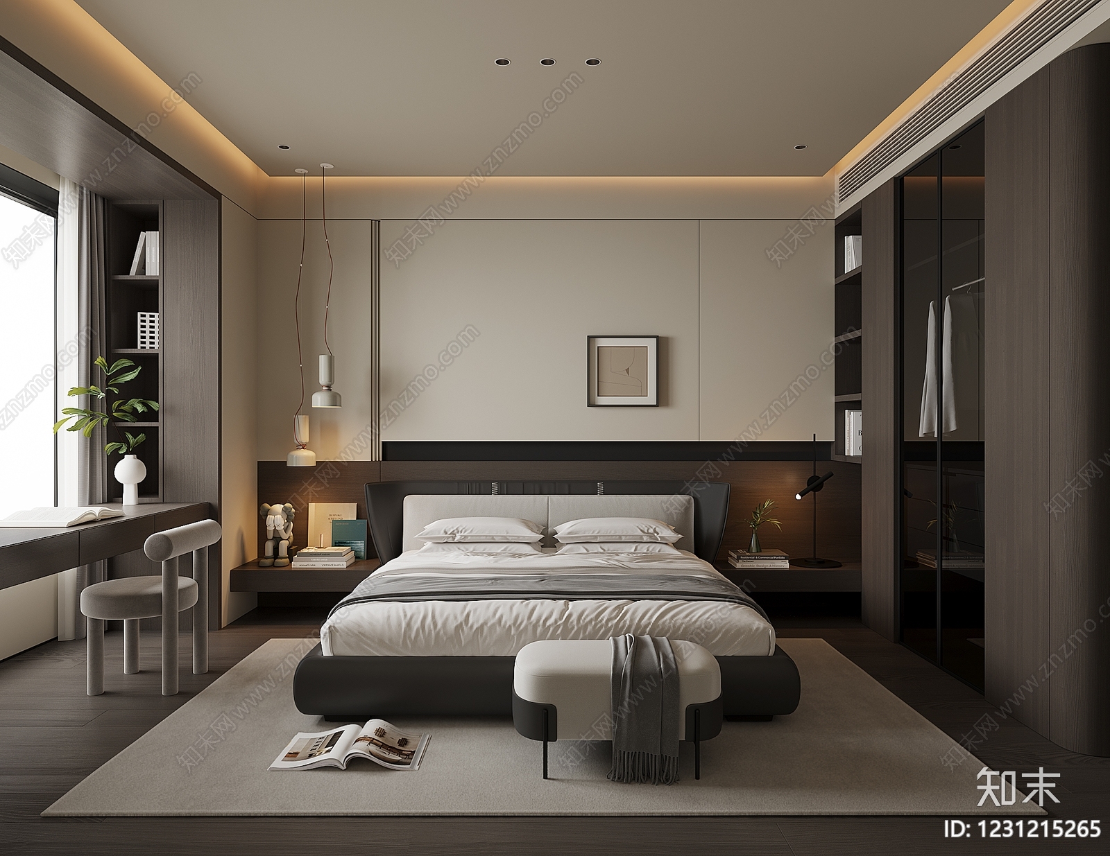意式极简家居卧室3D模型下载【ID:1231215265】