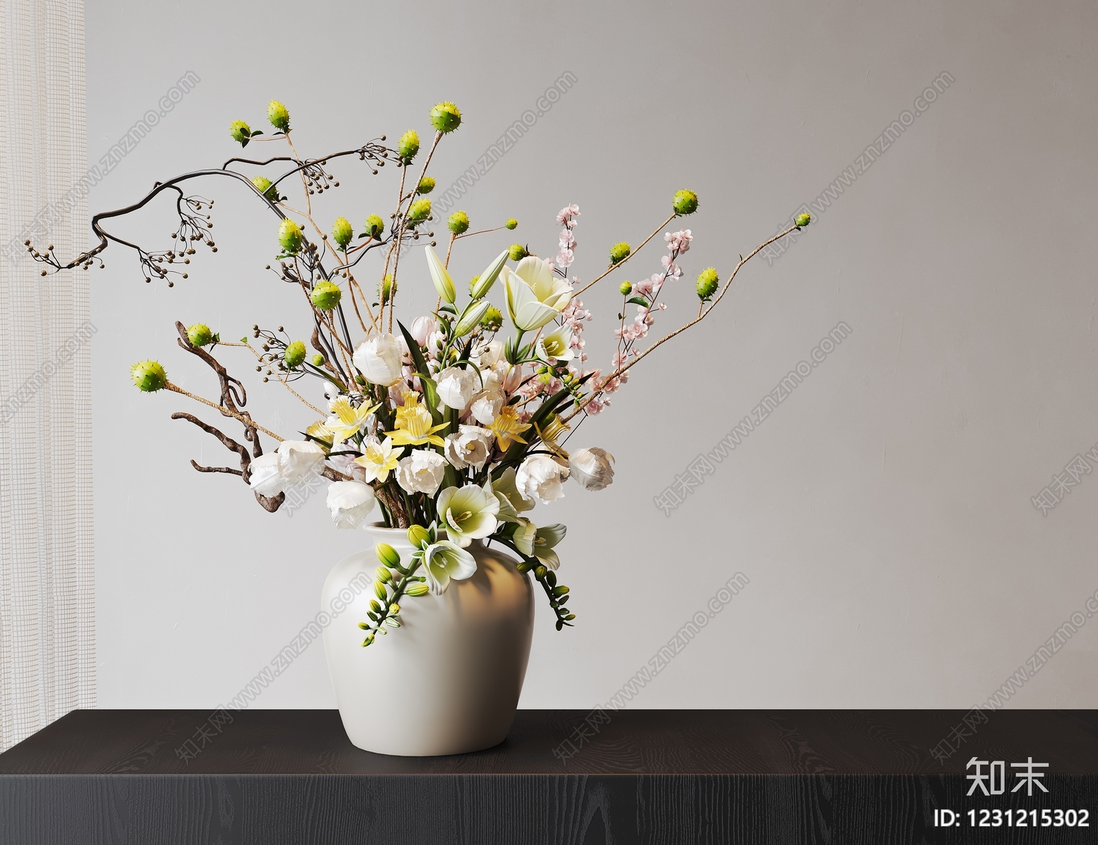现代简约花艺3D模型下载【ID:1231215302】
