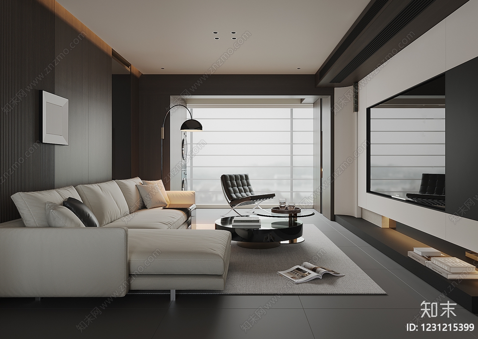 意式极简家居客厅3D模型下载【ID:1231215399】