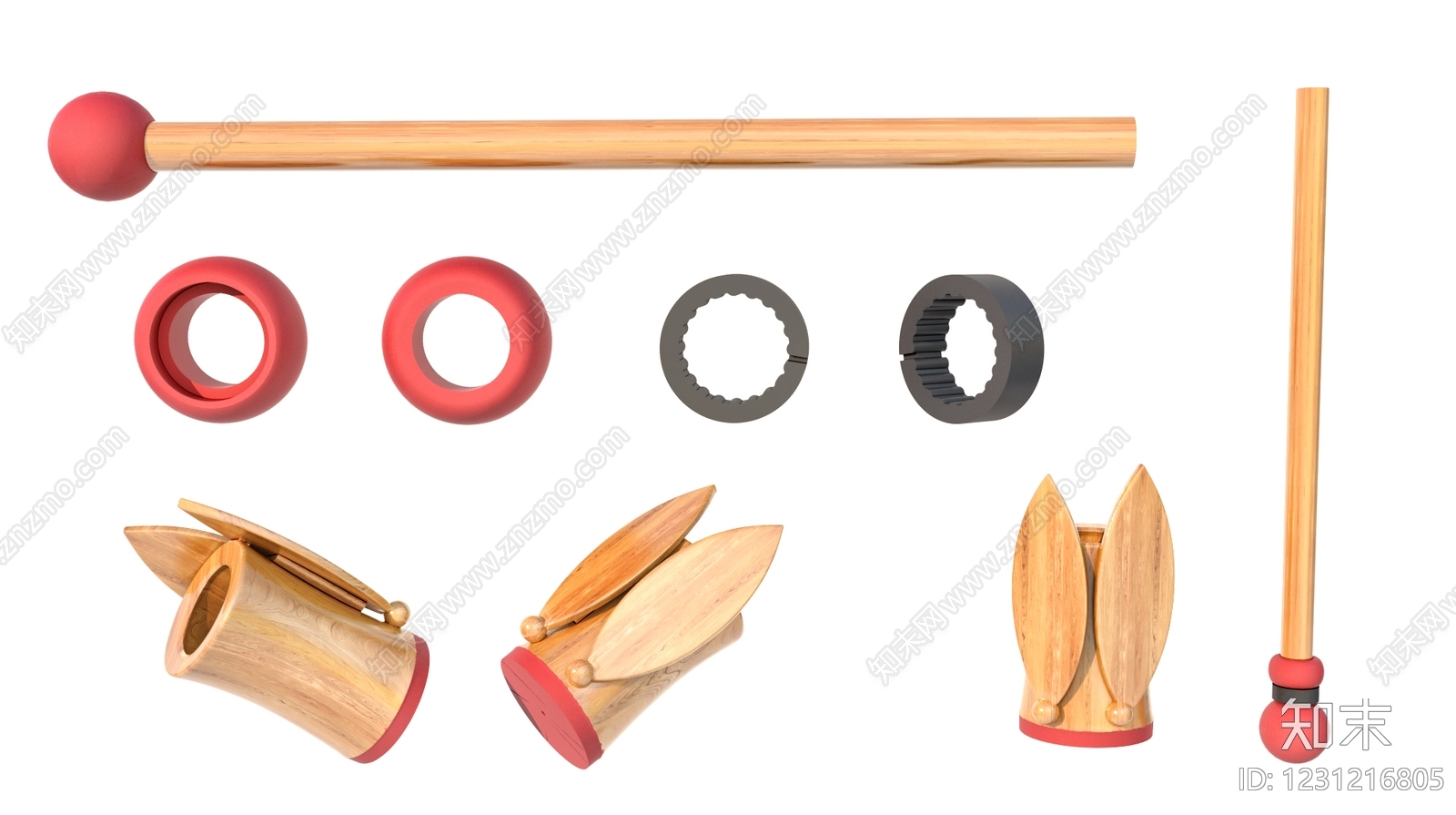 原木风玩具3D模型下载【ID:1231216805】