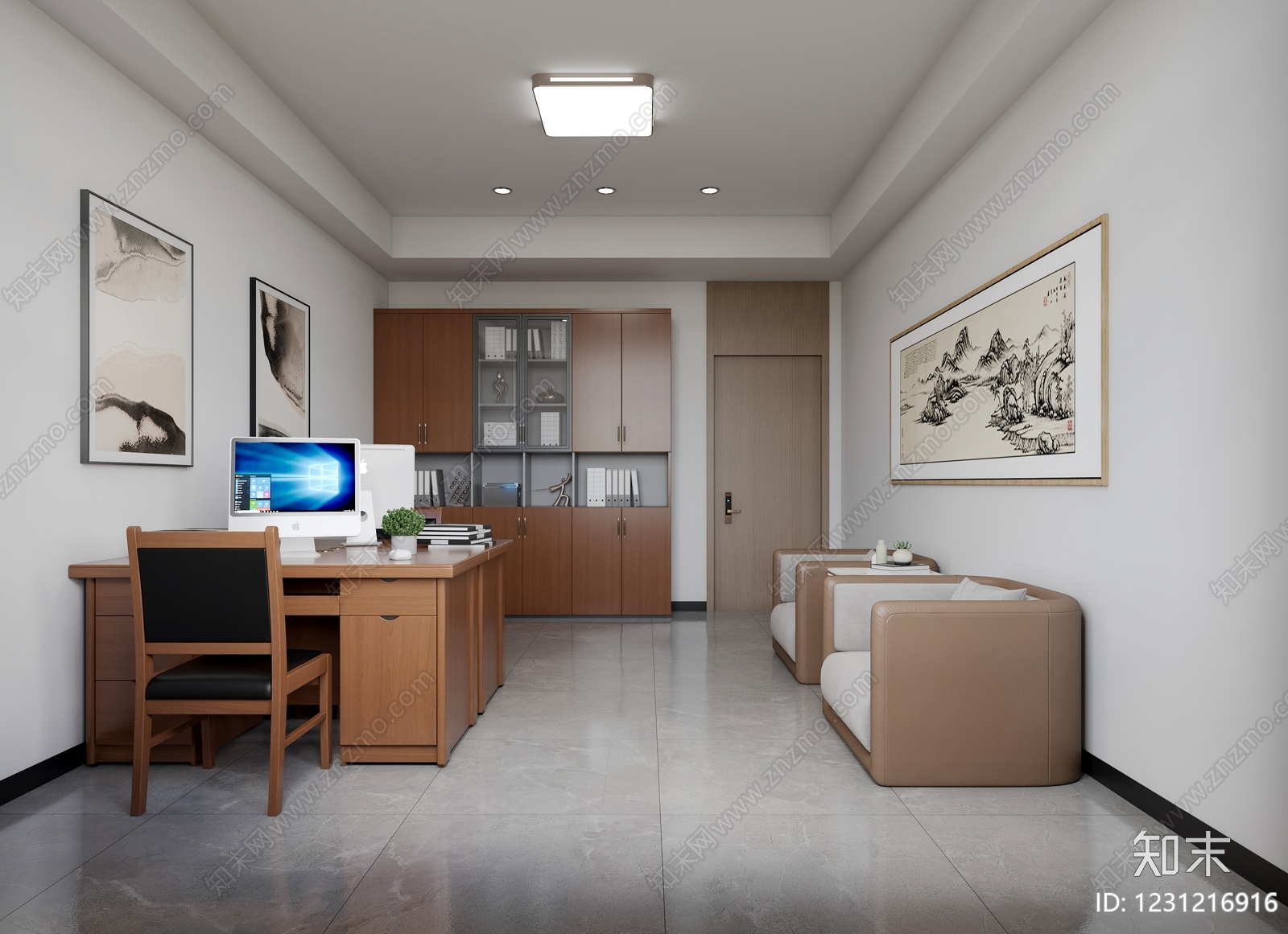 新中式经理办公室3D模型下载【ID:1231216916】