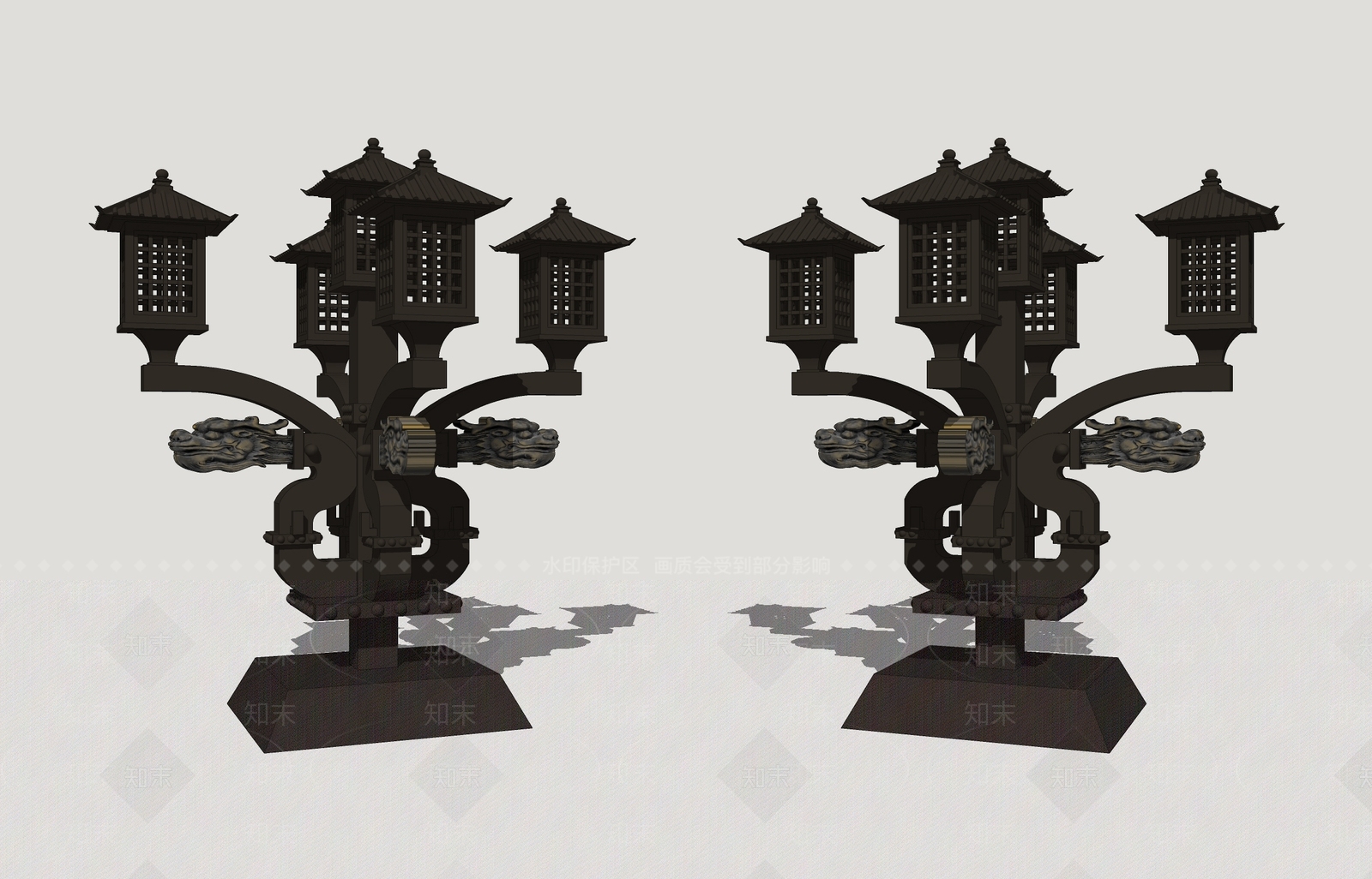 中式景观灯SU模型下载【ID:1231216959】