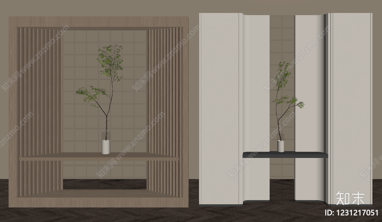 现代简约隔断SU模型下载【ID:1231217051】