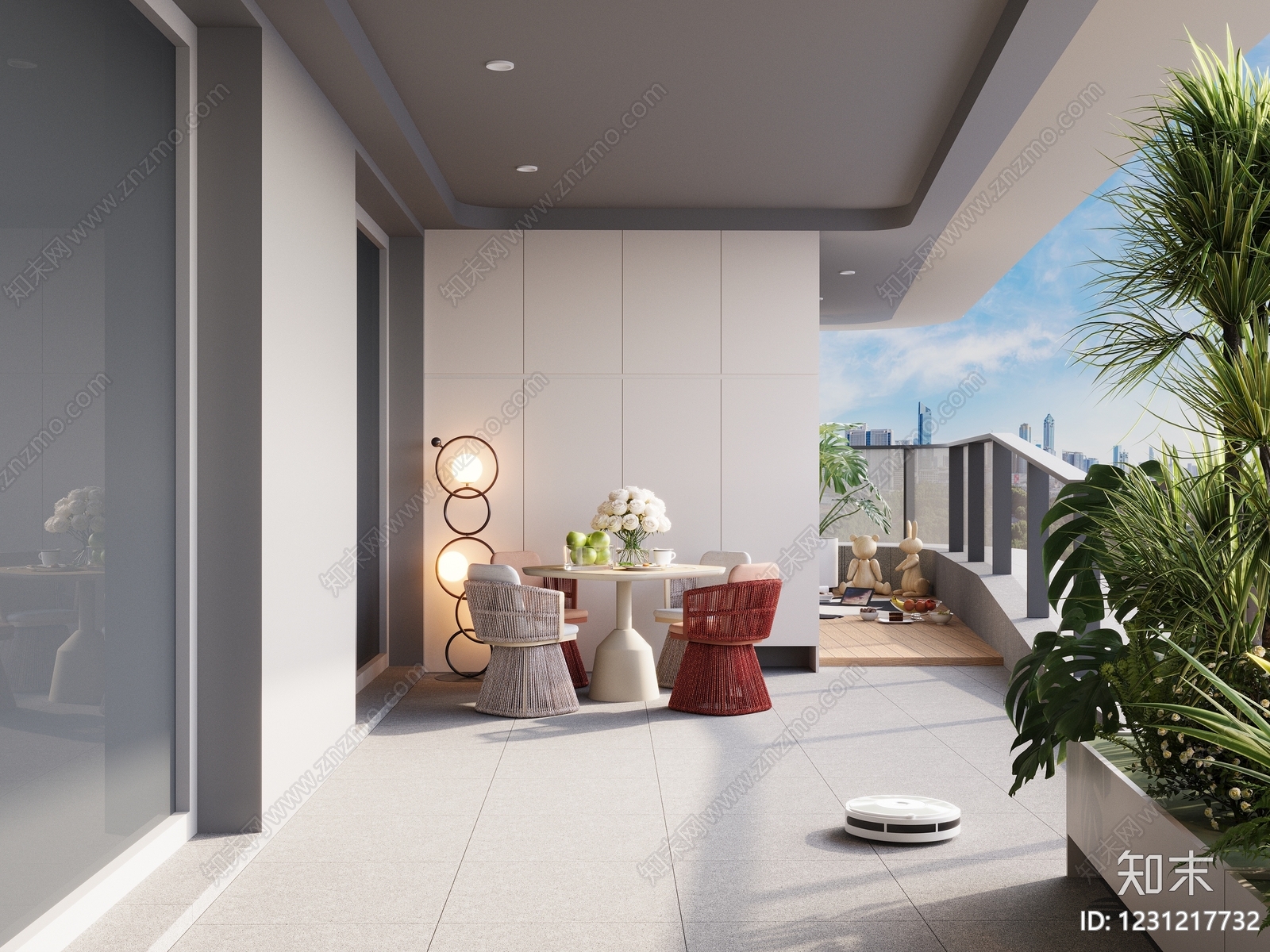 现代简约阳台3D模型下载【ID:1231217732】