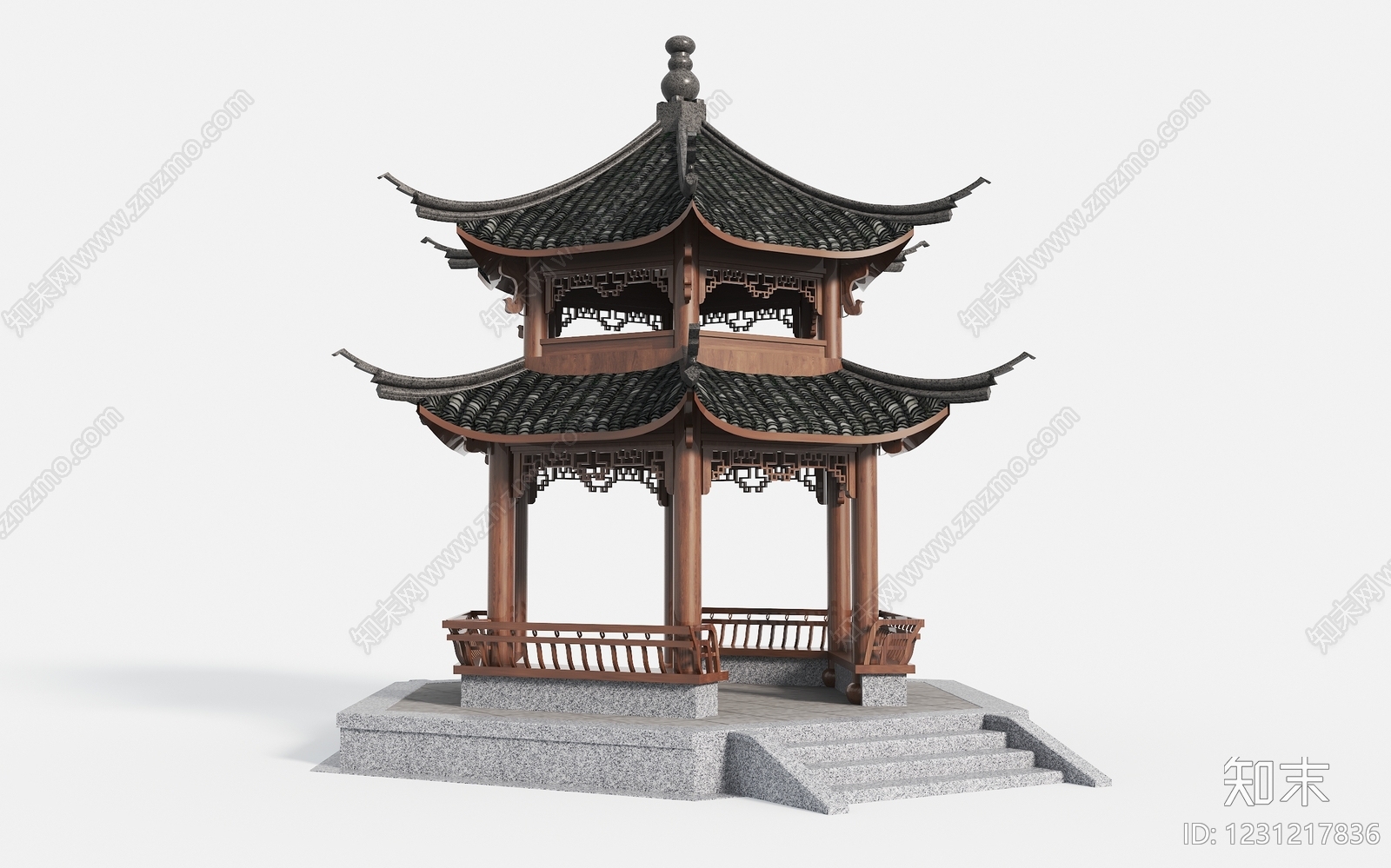 中式古建景观亭3D模型下载【ID:1231217836】