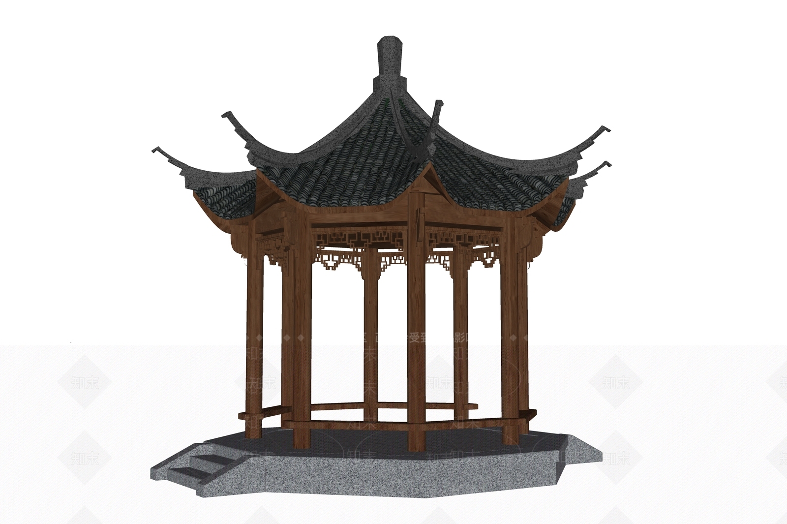 中式古建亭子SU模型下载【ID:1231218254】
