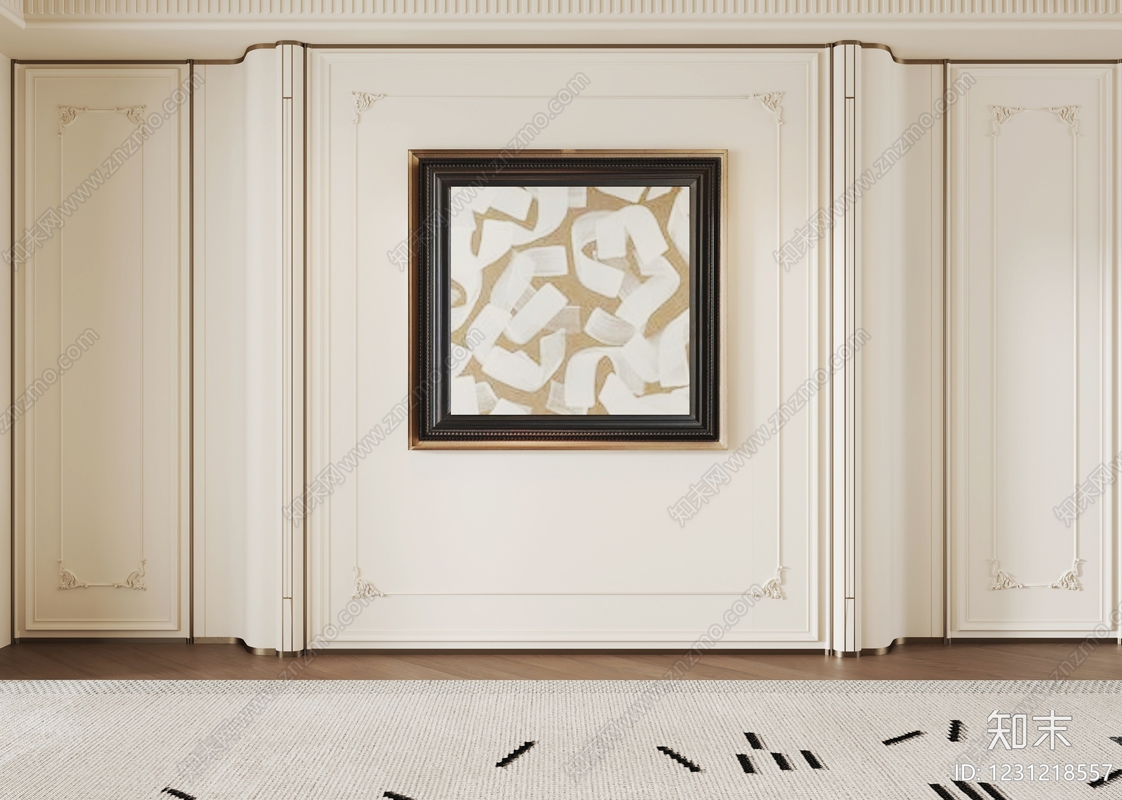 法式沙发背景墙3D模型下载【ID:1231218557】
