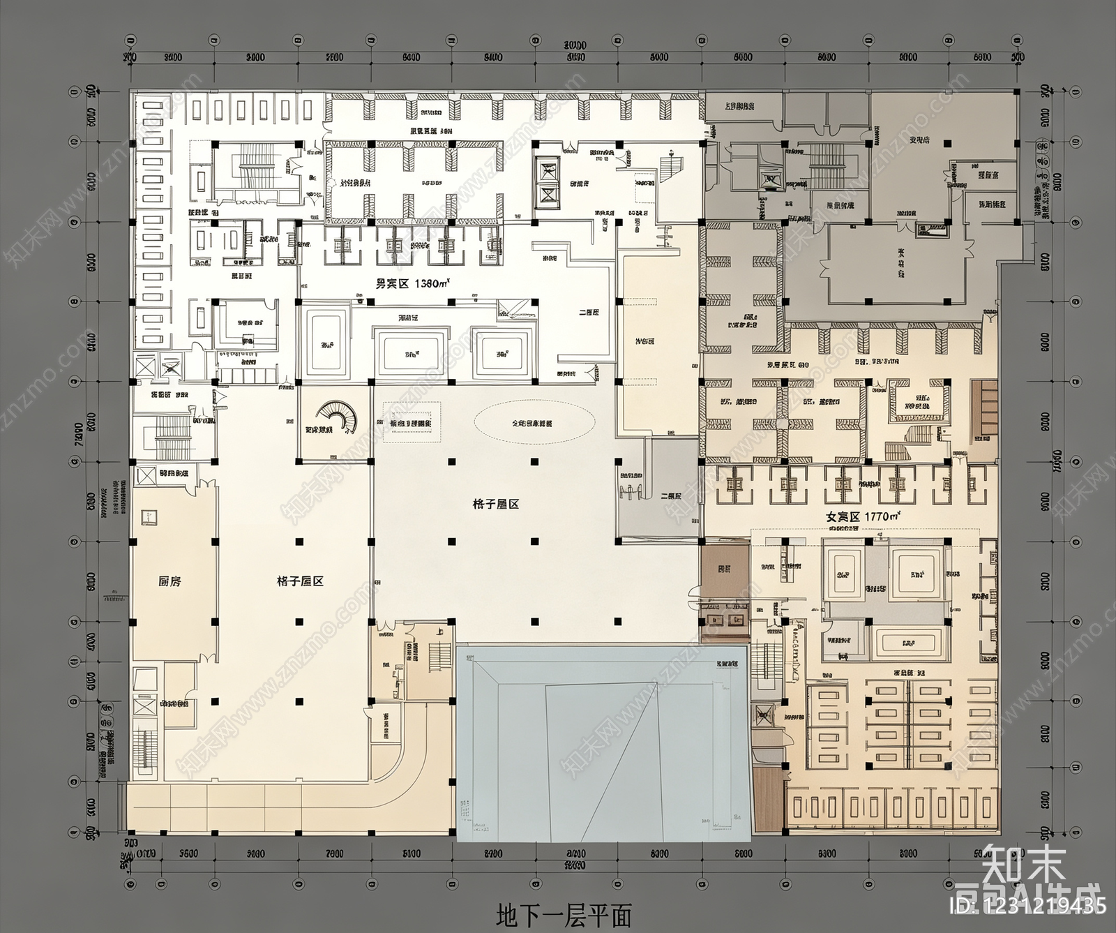 洗浴中心cad施工图下载【ID:1231219435】