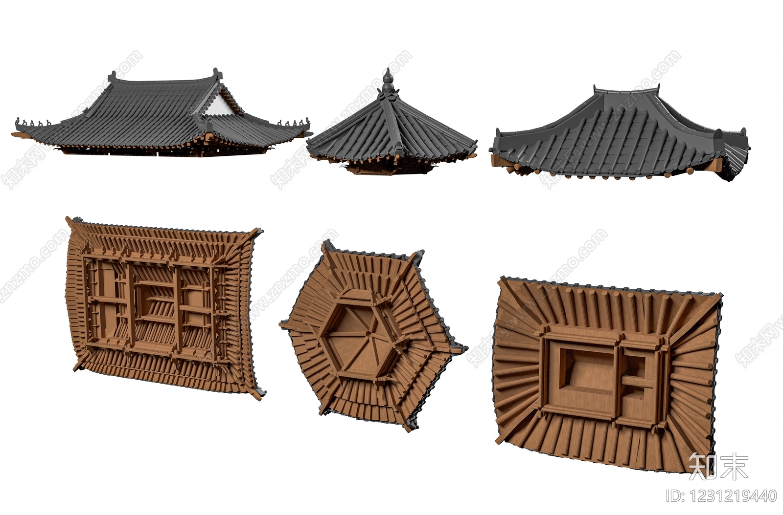 中式古建屋檐3D模型下载【ID:1231219440】