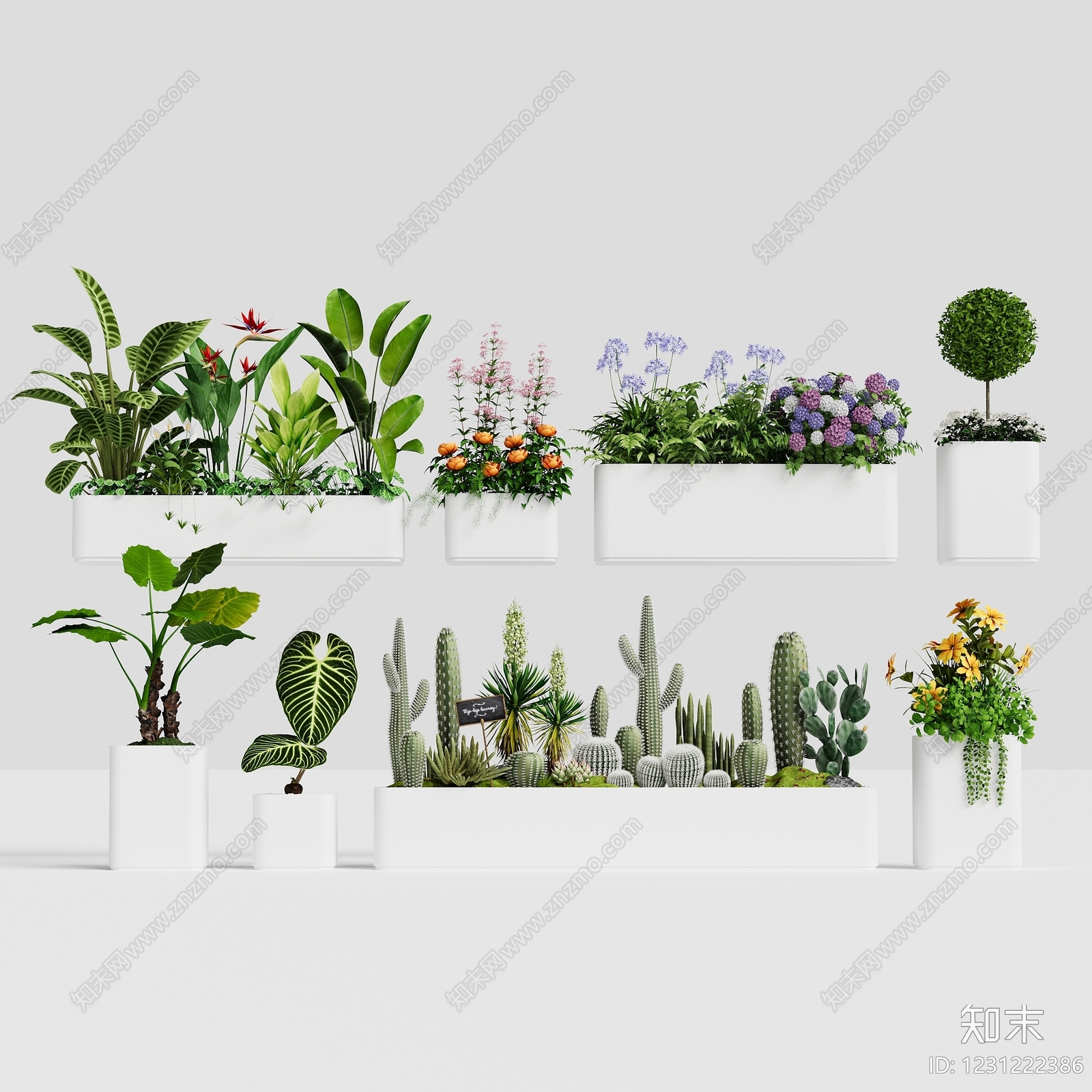 现代简约花箱3D模型下载【ID:1231222386】