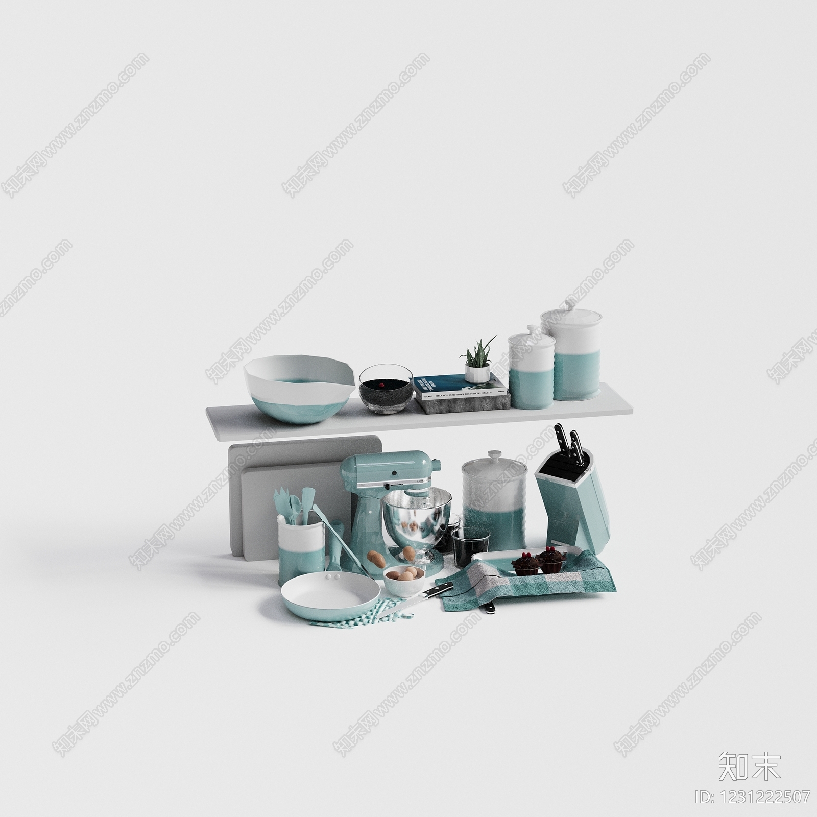 现代简约厨房用品3D模型下载【ID:1231222507】