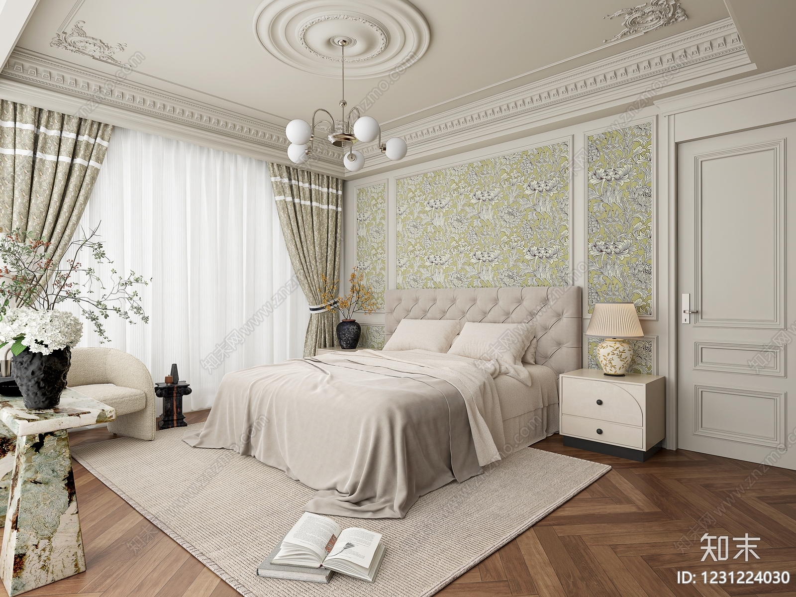 法式家居卧室SU模型下载【ID:1231224030】