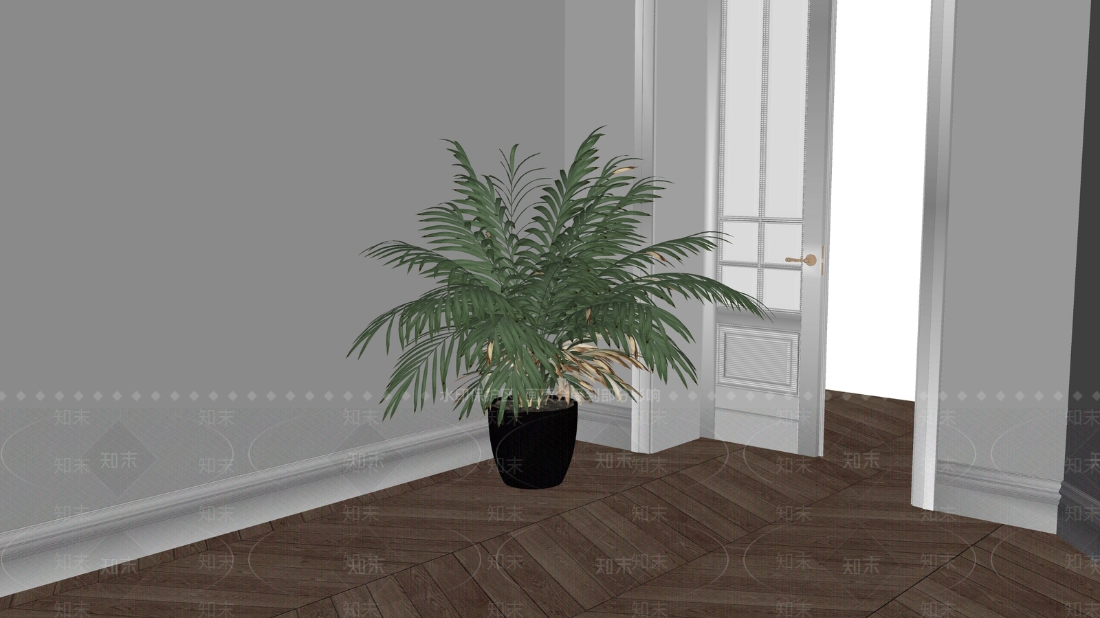 现代简约盆栽SU模型下载【ID:1231224625】