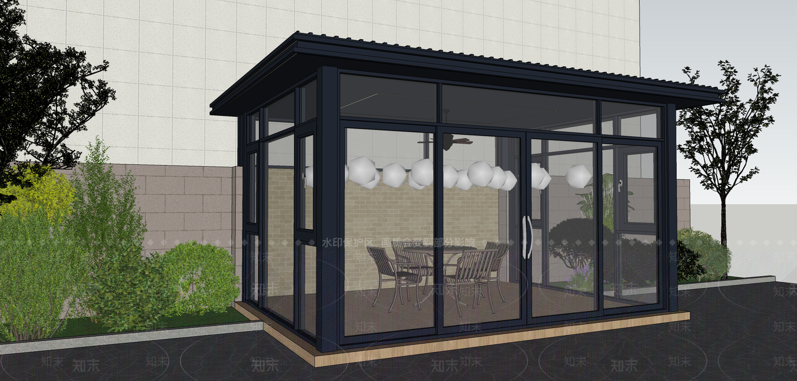现代简约雨棚SU模型下载【ID:1231225462】