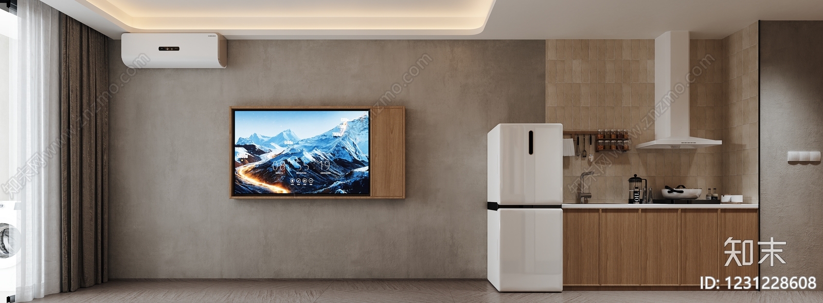 原木风酒店客房3D模型下载【ID:1231228608】