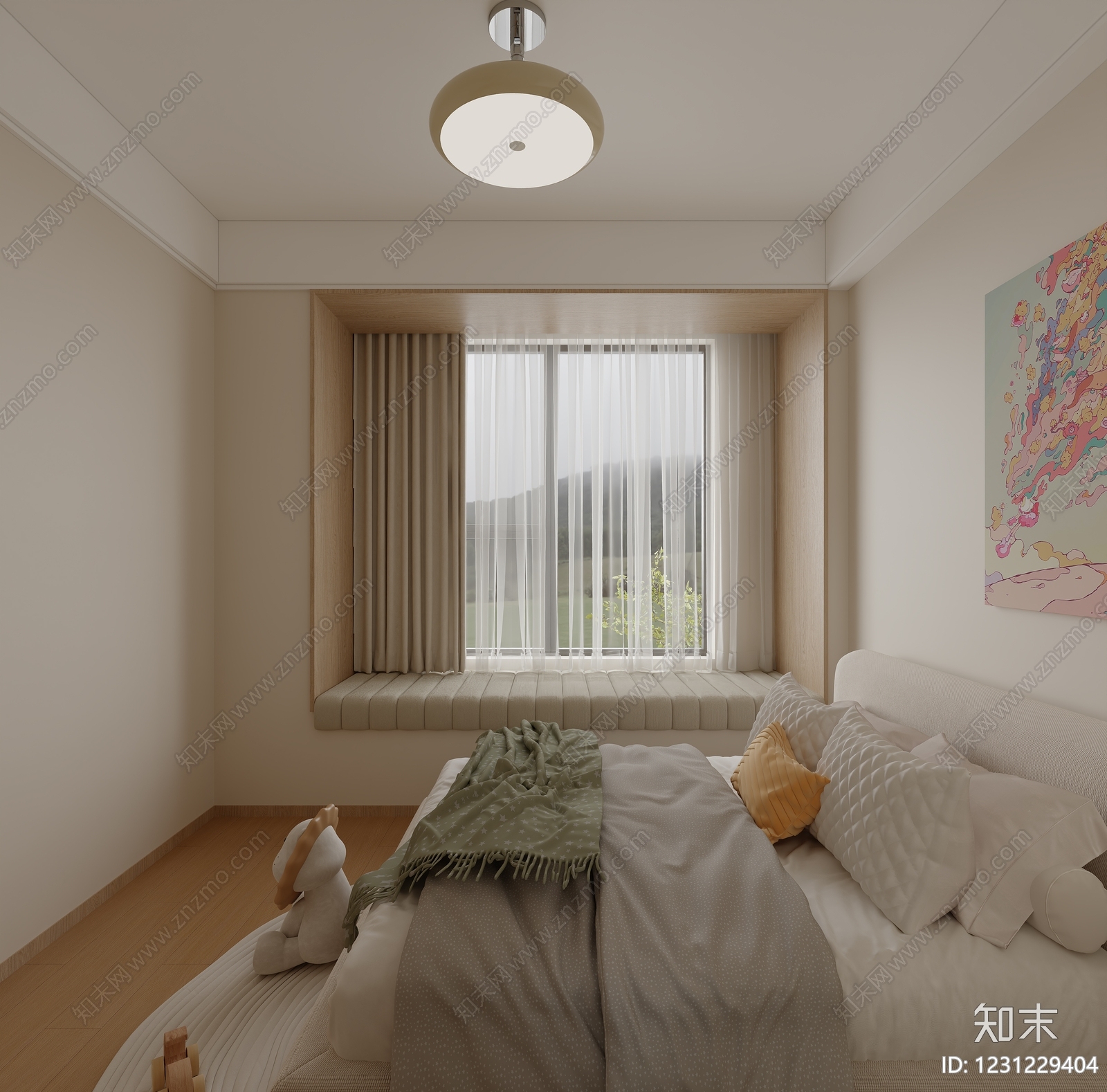 奶油风家居客厅3D模型下载【ID:1231229404】