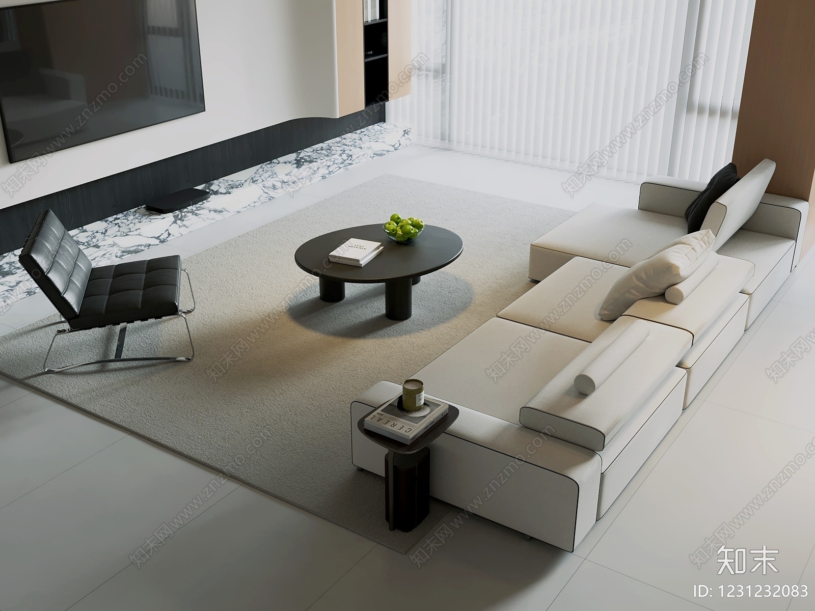 意式极简沙发组合3D模型下载【ID:1231232083】